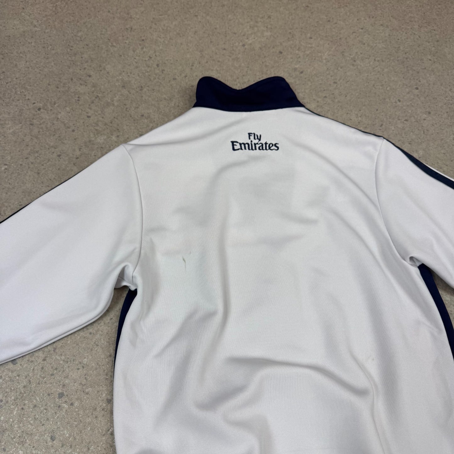 Real Madrid Track Top Embroidered Logos All Over White / Navy Colourway Y2K