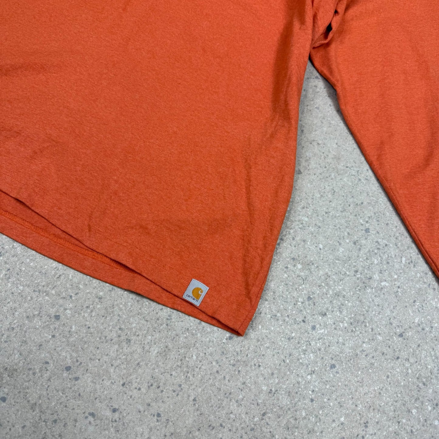 Carhartt Long Sleeve T Shirt 2XL Orange Loose Fit Spell Out Logo