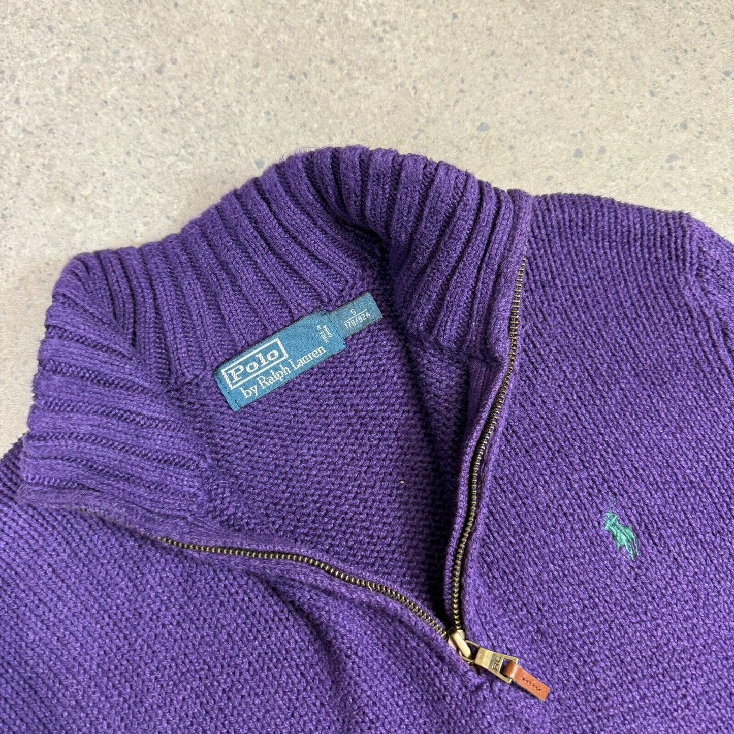 Ralph Lauren 1/4 Zip Jumper S/M Purple Chunky Knit