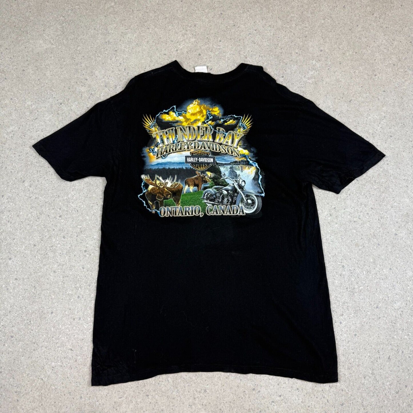 Harley Davidson T Shirt XL Black Ontario Canada Thunder Bay Graphic Short Sleeve