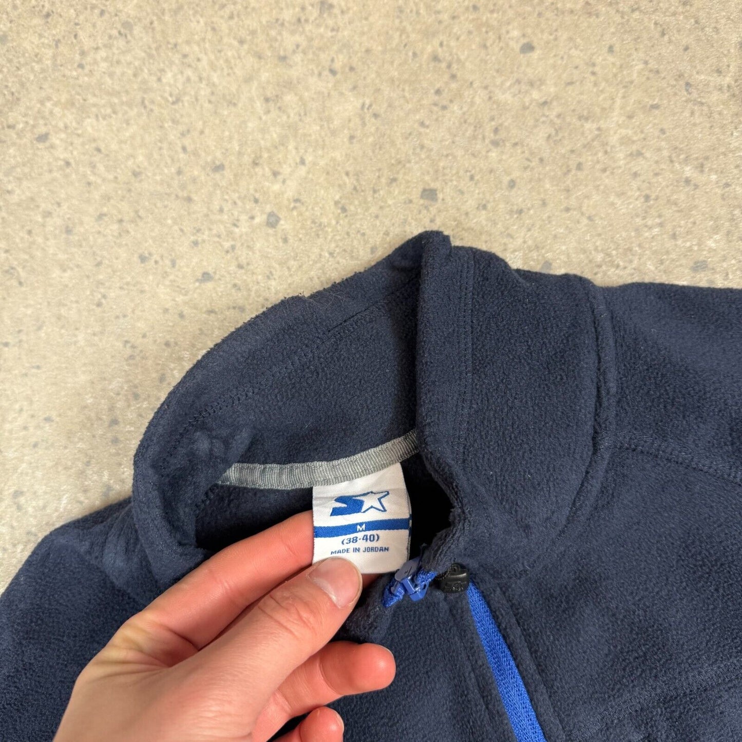 Starter 1/4 Zip Fleece Jumper Medium Navy Blue Embroidered Logo