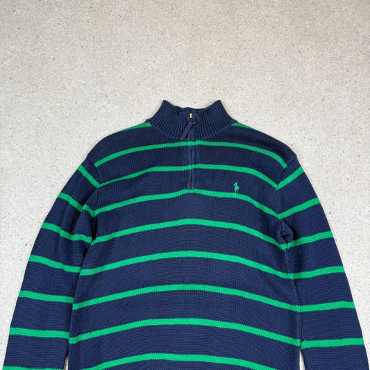 Ralph Lauren 1/4 Zip XS Navy Striped