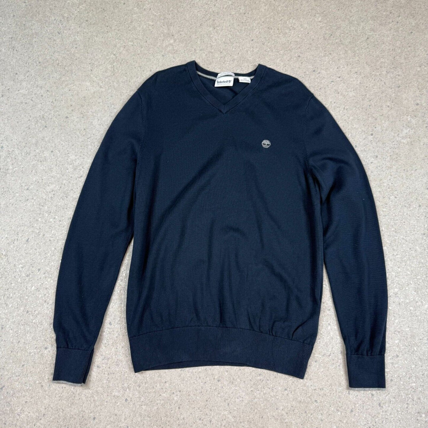 Timberland V Neck Sweater Medium Navy Slim Fit