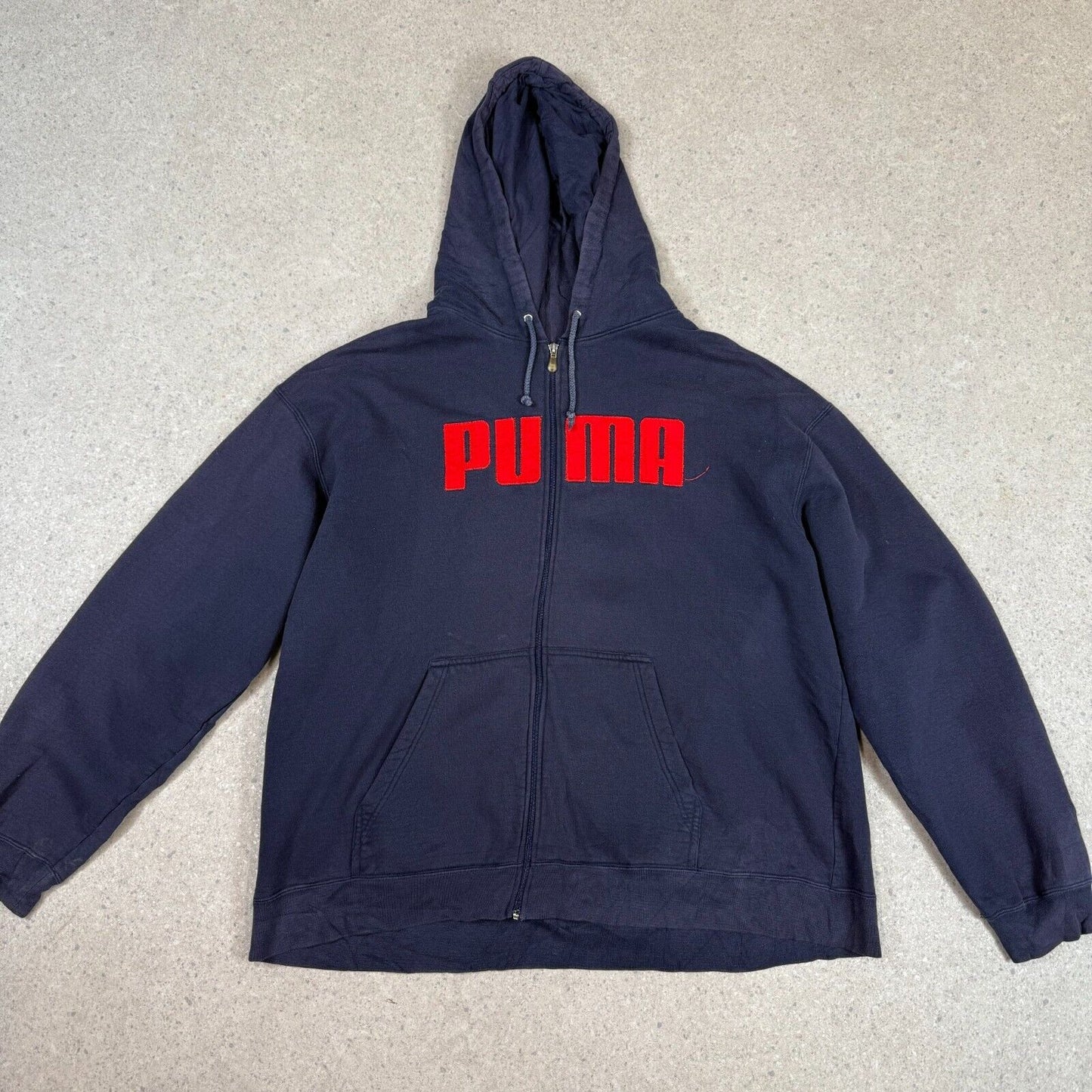 Puma Hoodie 2XL Navy Zip Up Heavy Cotton