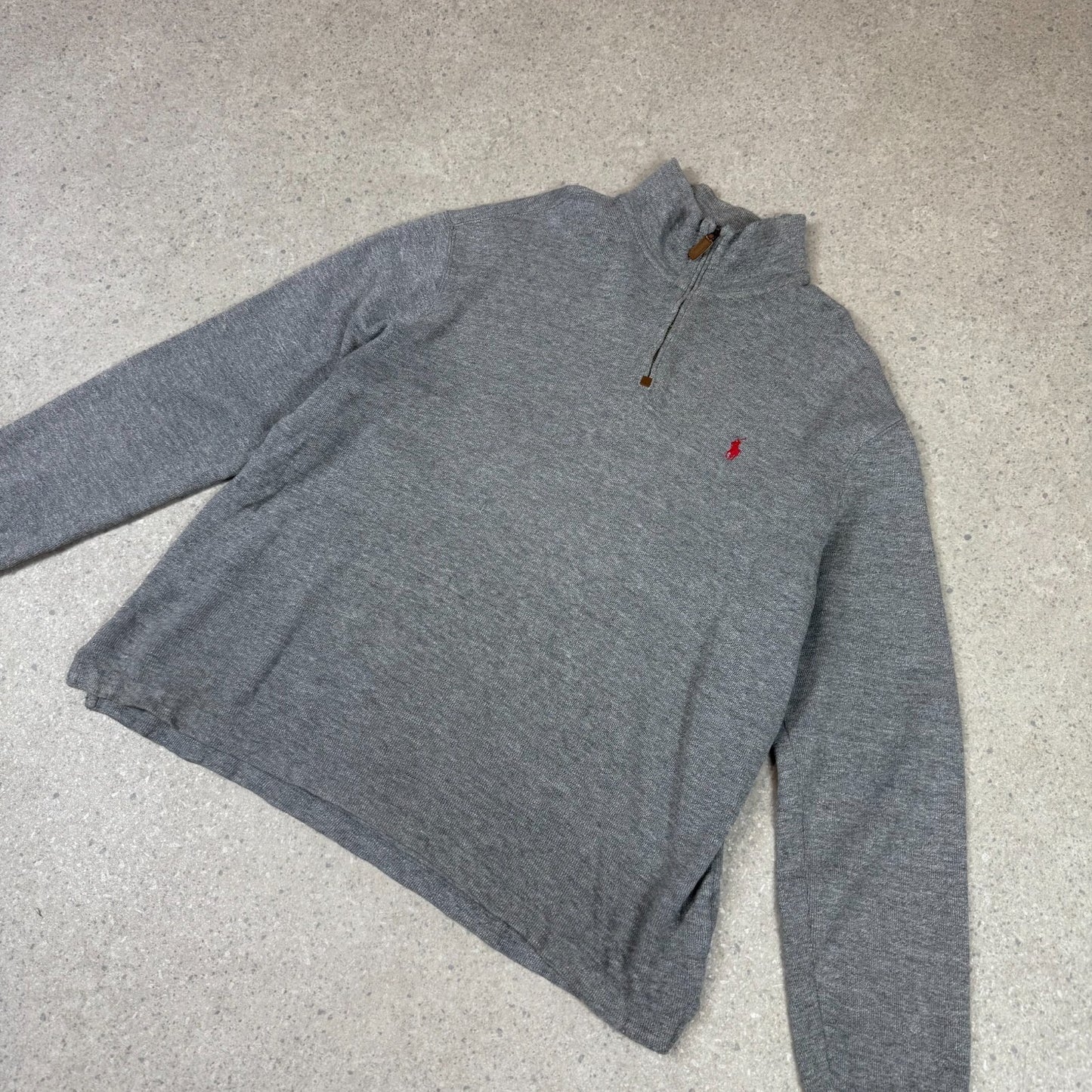 Ralph Lauren 1/4 Zip Large Grey Colourway Embroidered Logo Relaxed Fit