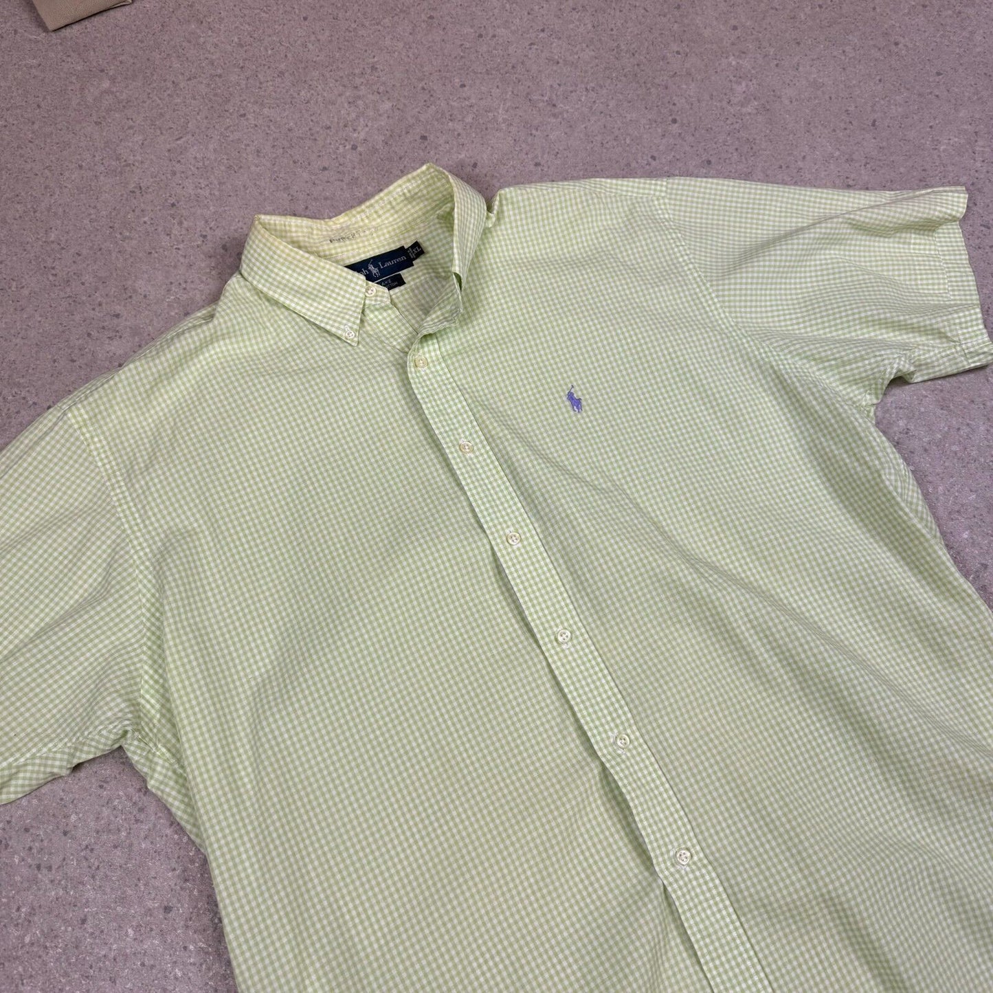 Ralph Lauren Shirt Short Sleeve XL XXL Green Check Embroidered Logo Relaxed Fit