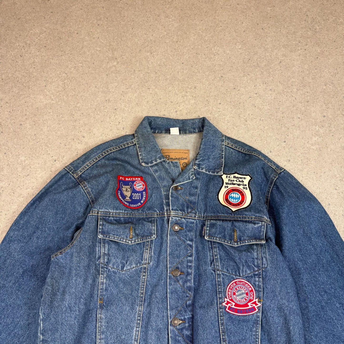 Bayern Jacket Large Blue Munich 2001 Champions League Winner Denim
