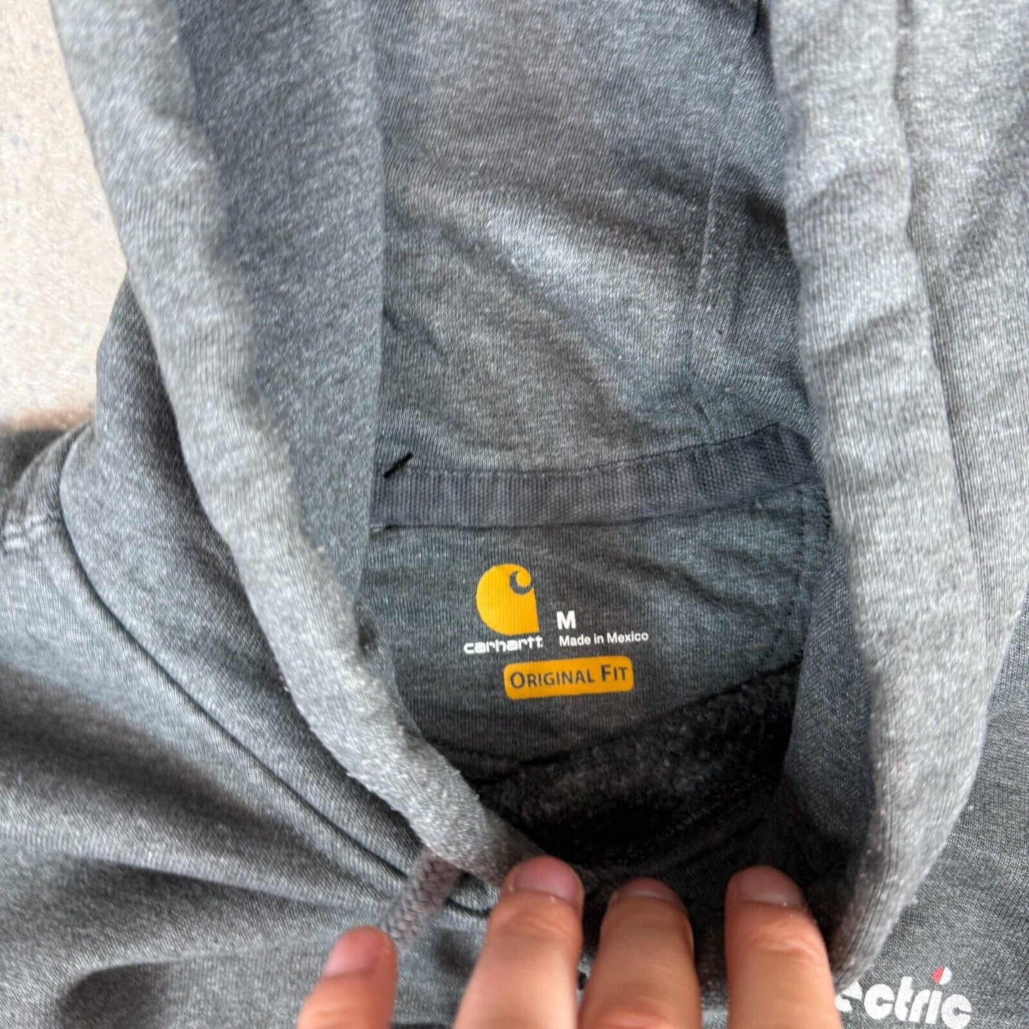 Carhartt Hoodie Medium Rain Defender Rama Electric Print Grey Heavyweight Hooded