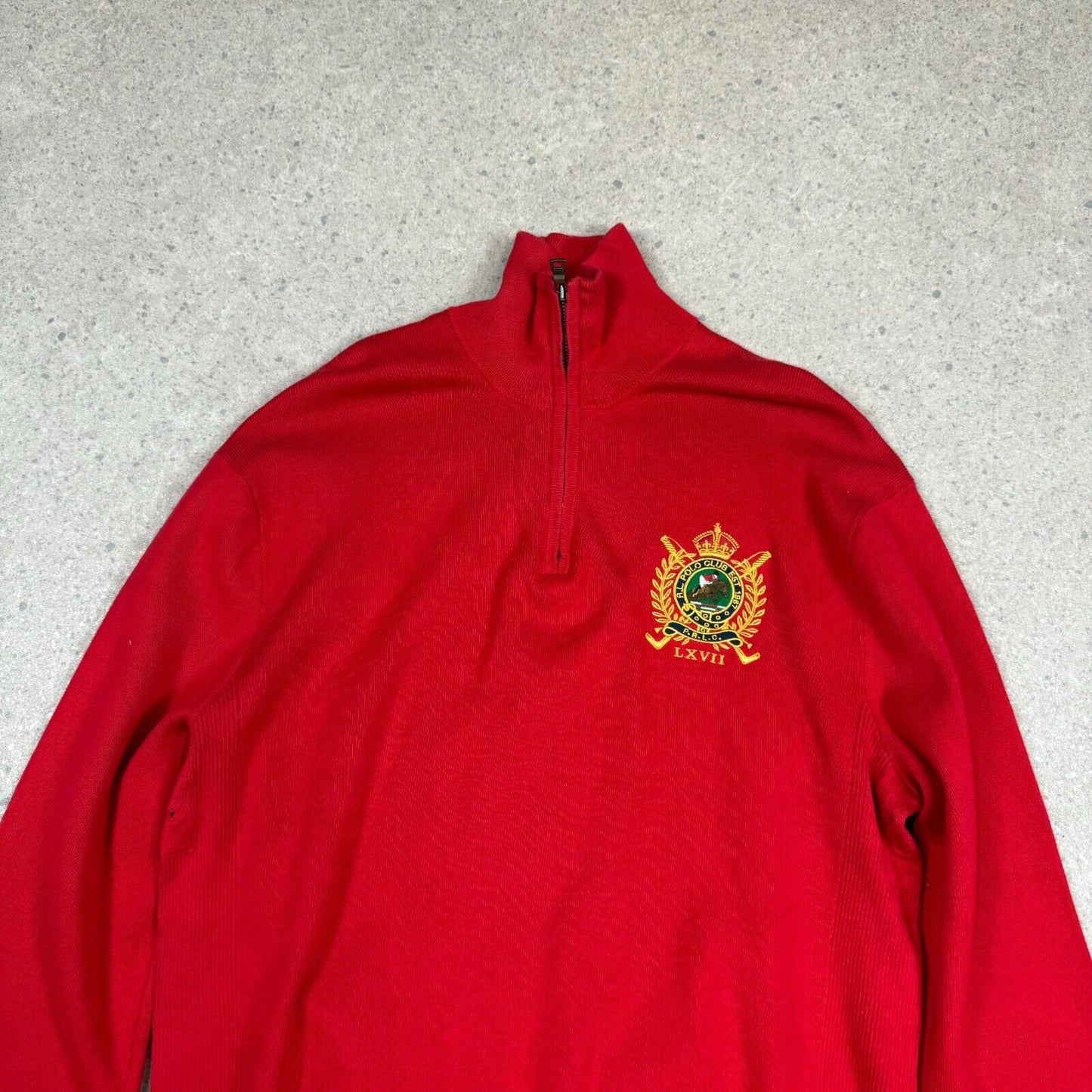 Polo Ralph Lauren 1/4 Zip Jumper Medium Red Vintage 90s