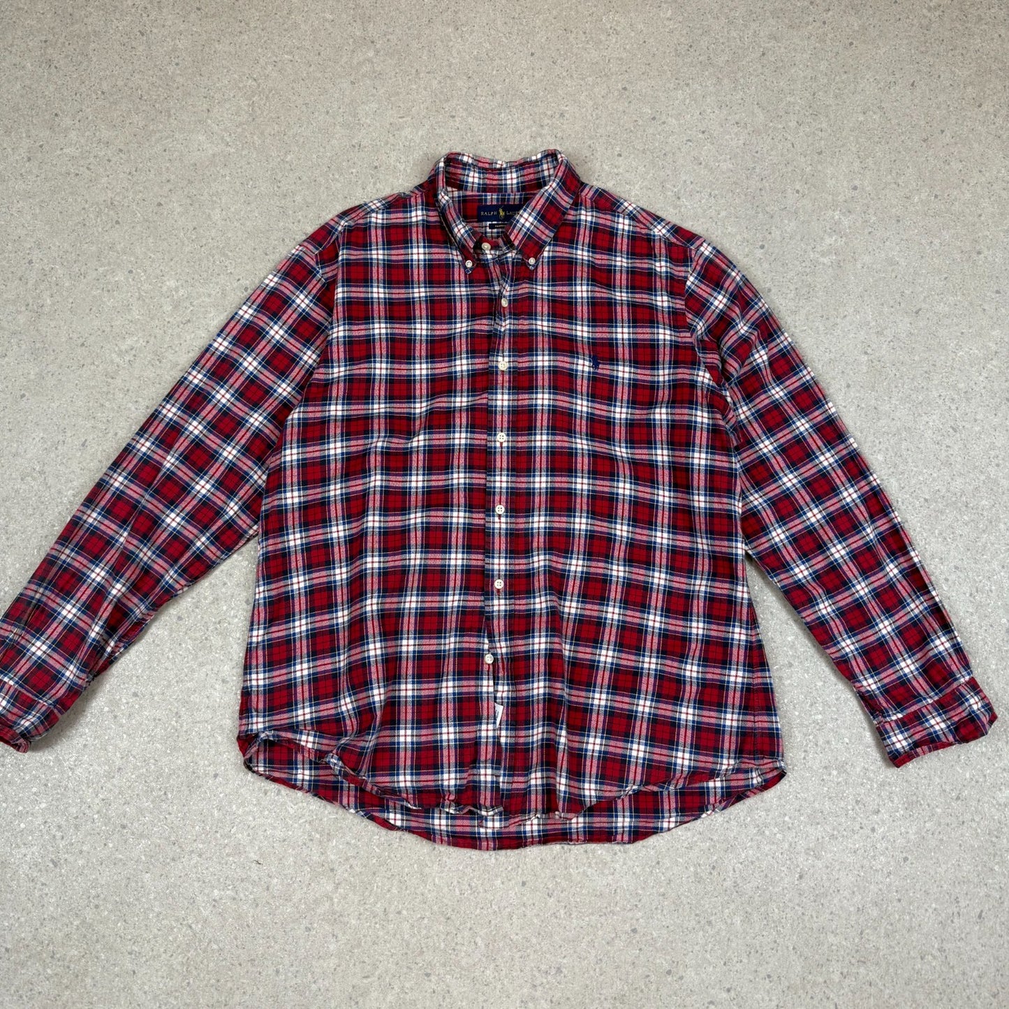 Ralph Lauren Shirt M/L Red Check Cotton Button Down Long Sleeve