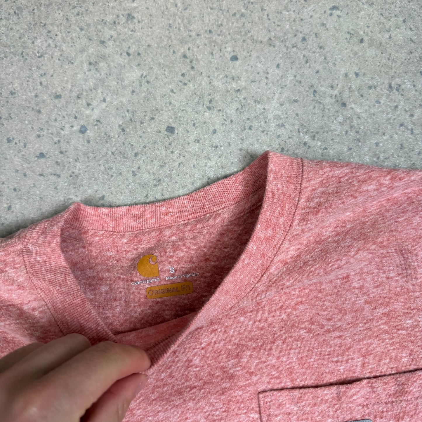 Carhartt T Shirt Small Pink Salmon Colourway Pocket Logo