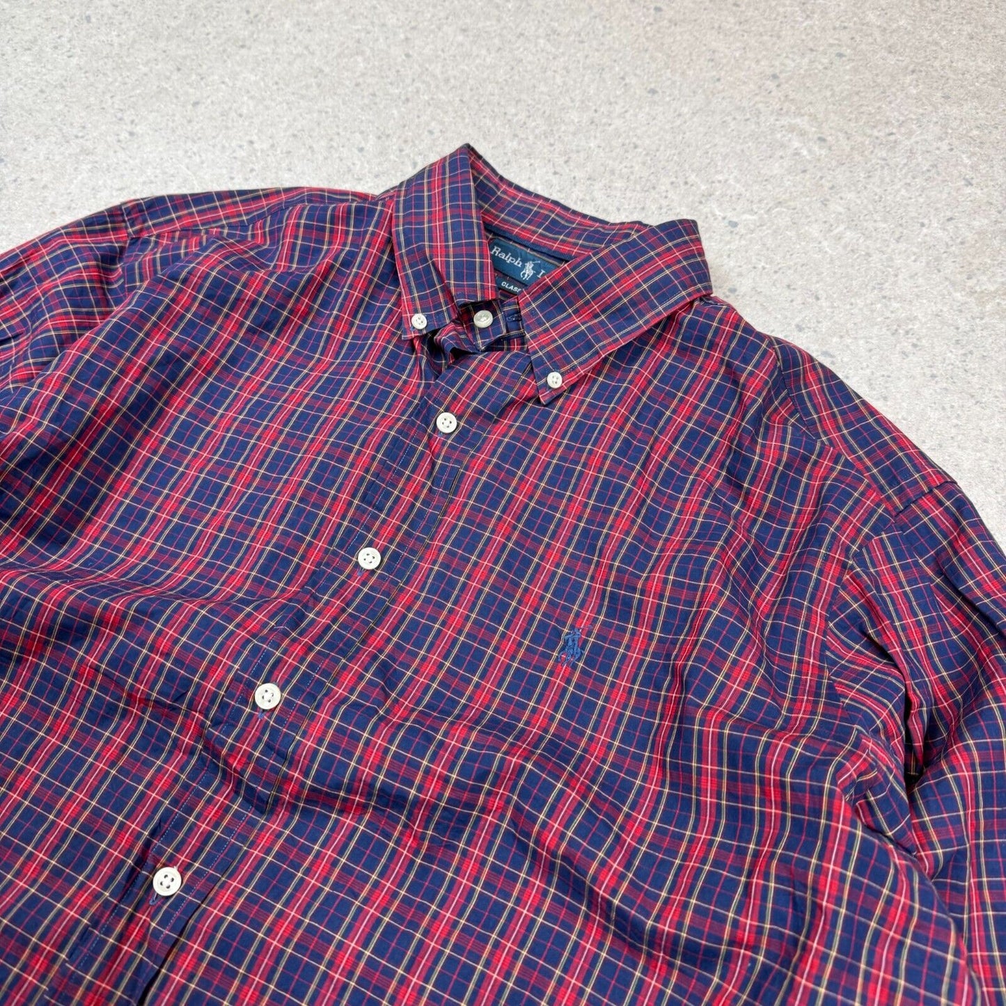 Ralph Lauren Check Shirt XL Classic Fit Navy Blue Red