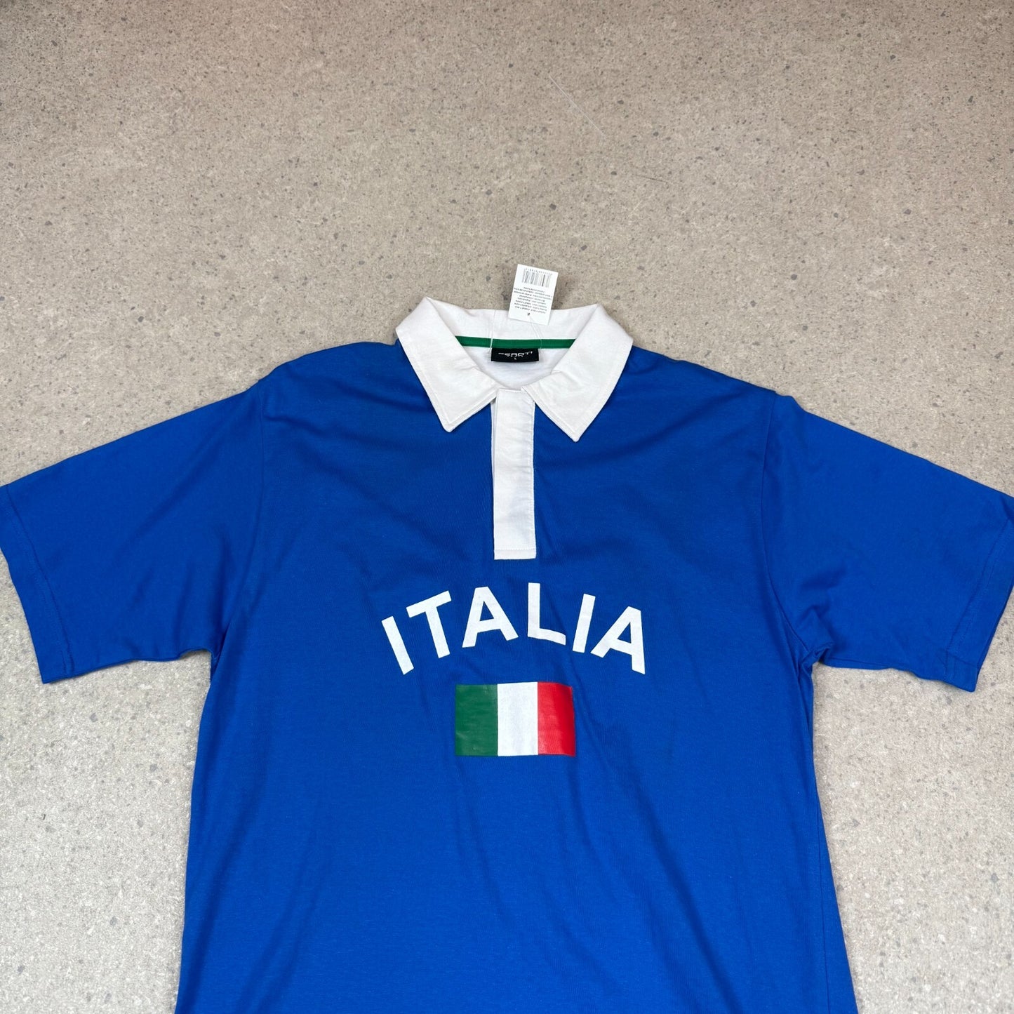 Italy Polo Shirt Large Spellout Logo 90s Italia Short Sleeve