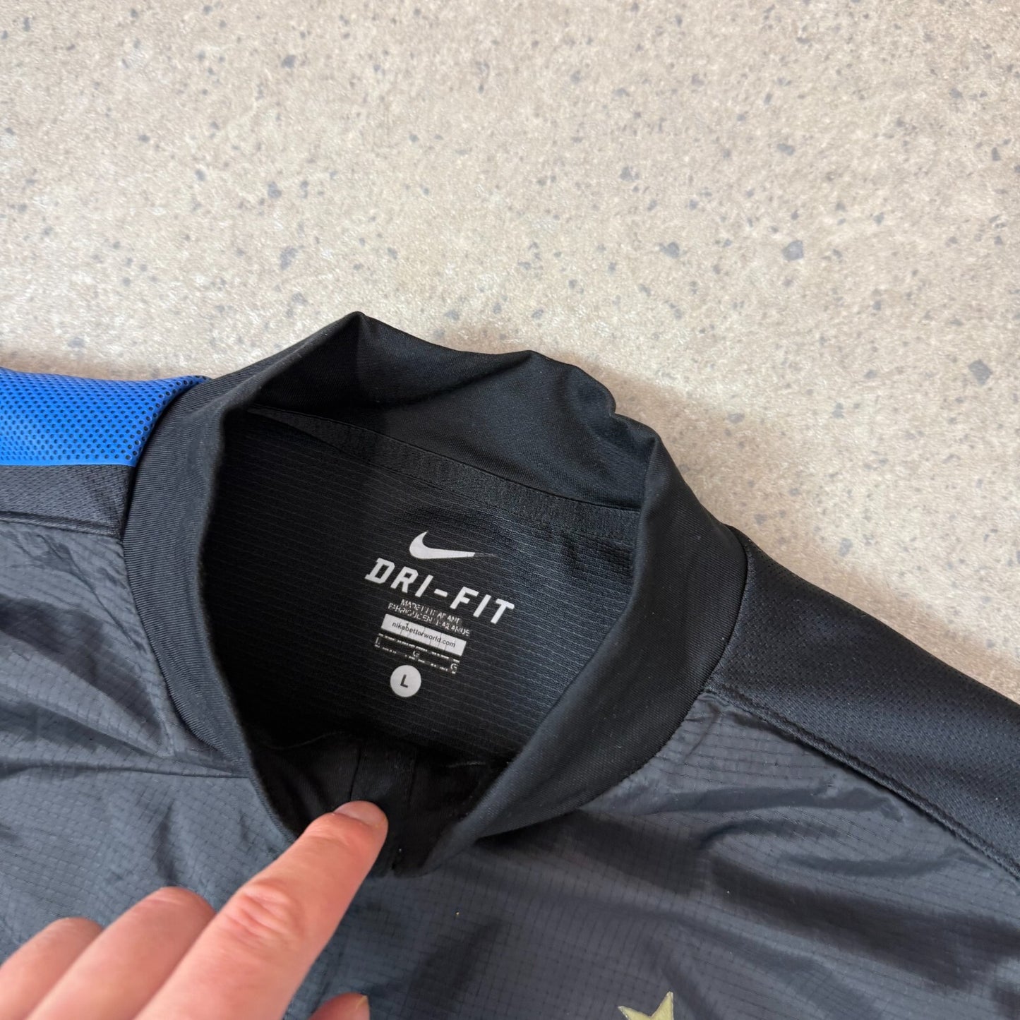 Nike Inter Milan Training Top Dri Fit Large Black Grey Vintage Long Sleeve