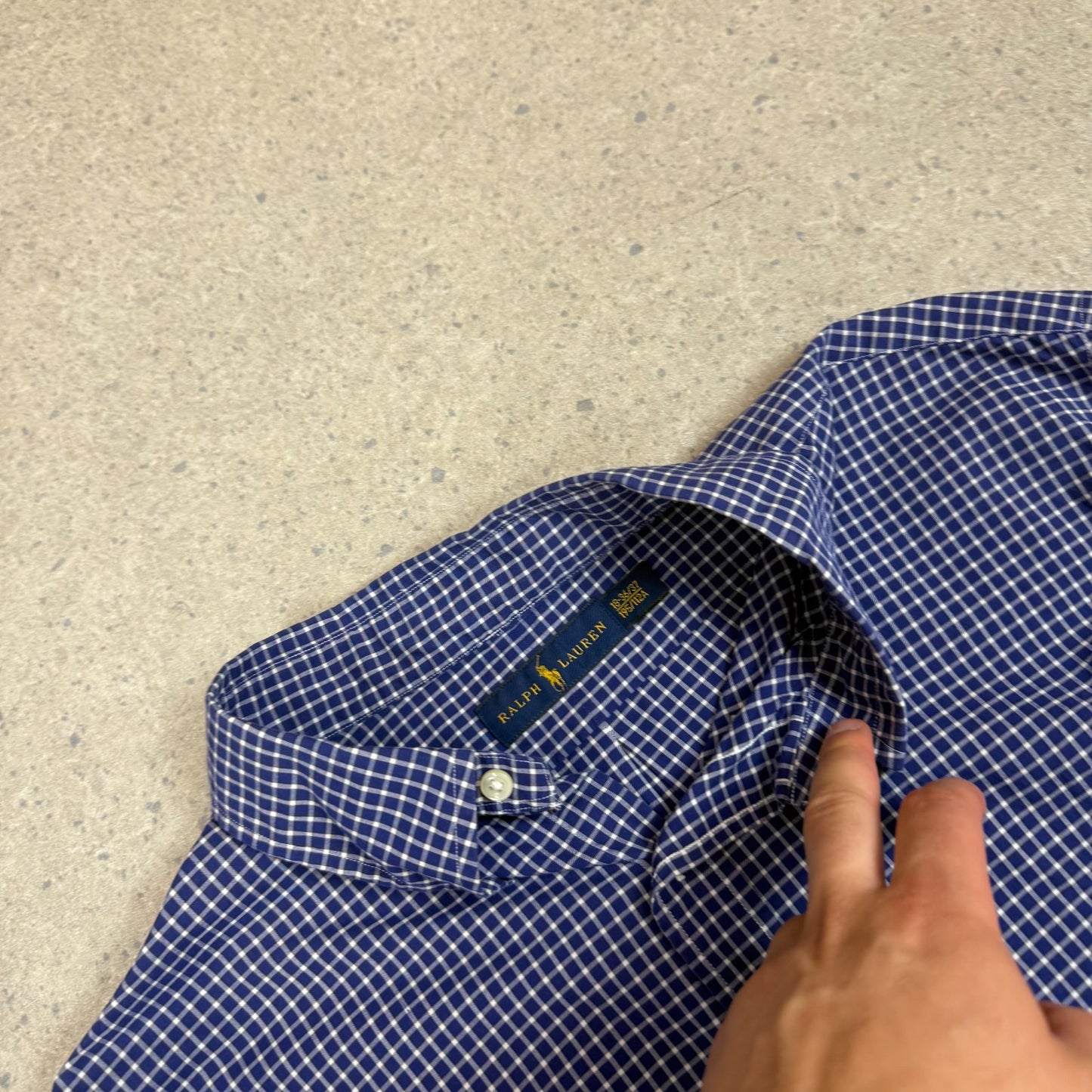 Ralph Lauren Shirt XXL Blue Check 18” Neck Button Down