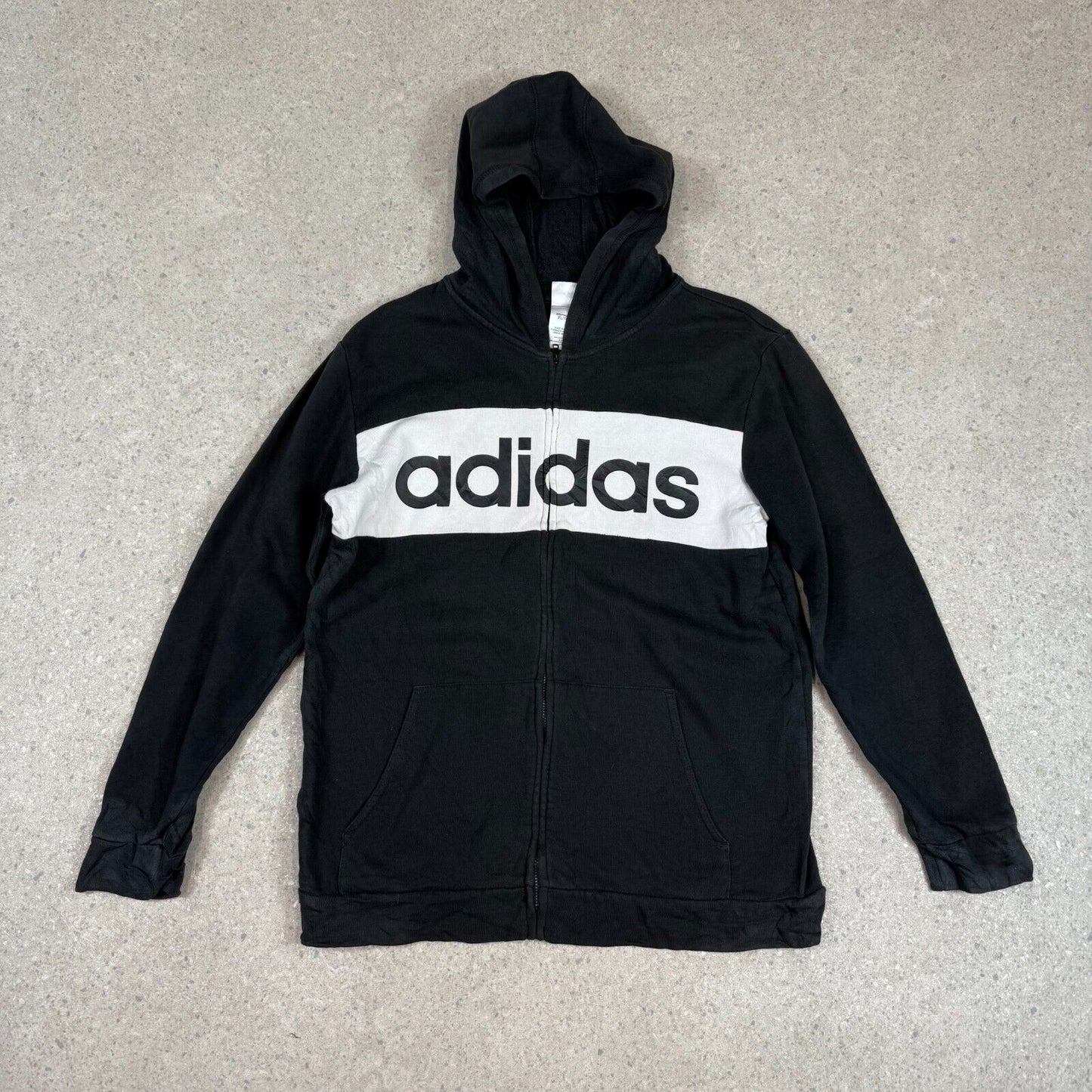 Adidas Hoodie Small Black White Zip Up