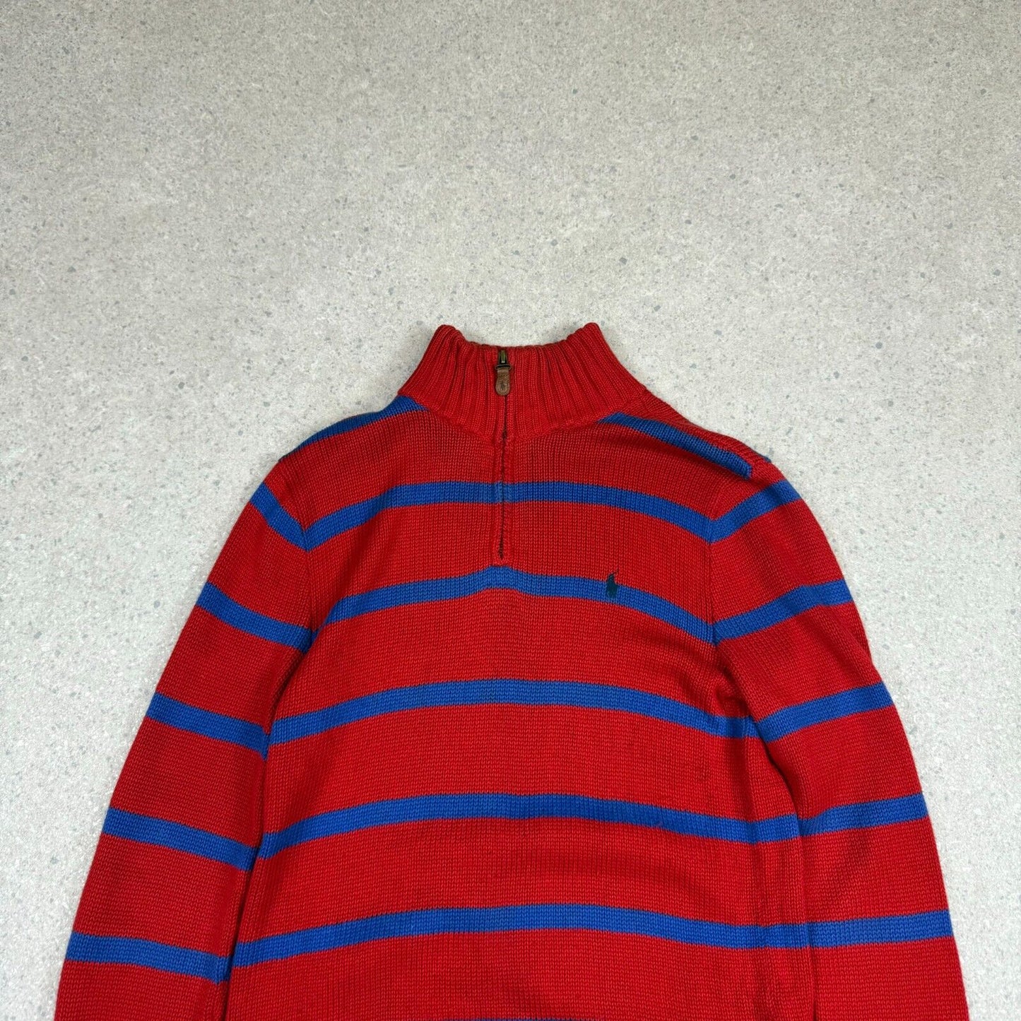 Ralph Lauren 1/4 Zip Jumper Striped Large Women’s Red Blue