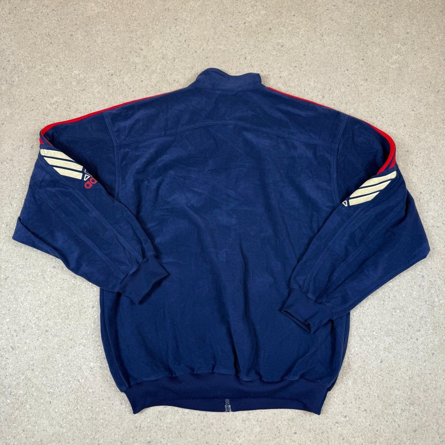 Adidas Velour Windbreaker Jacket Large Blue 90s Zip Up Logo