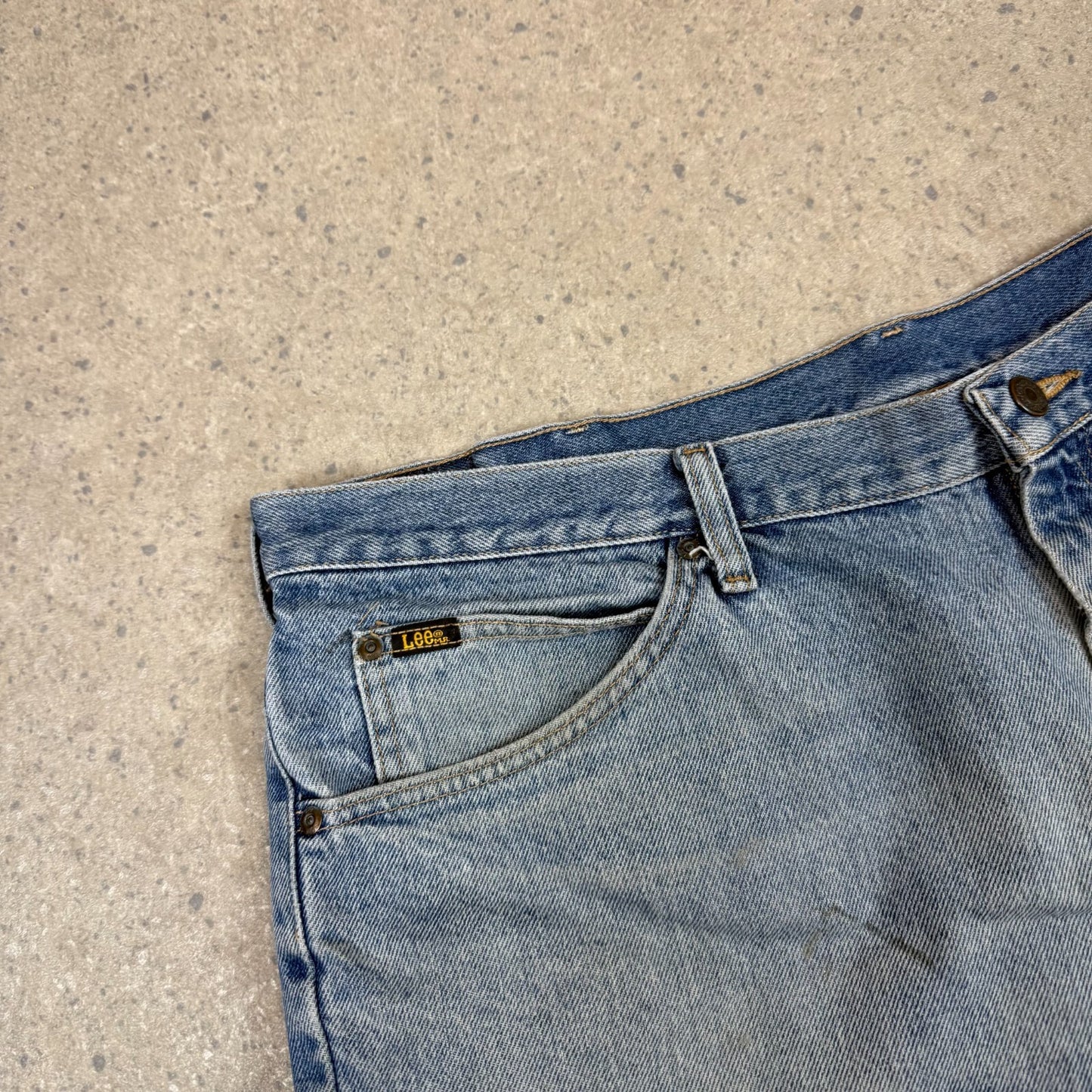 Lee Jorts 40” Blue Baggy Denim Light Wash Faded