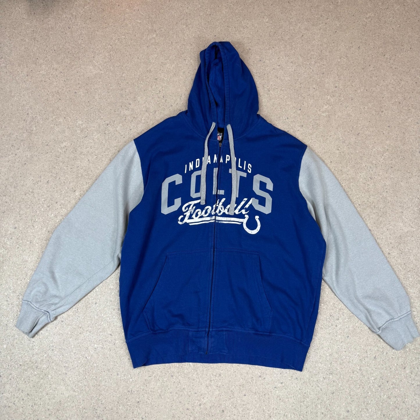 NFL Colts Zip Up Hoodie 2XL Blue Hooded Pocket Y2K