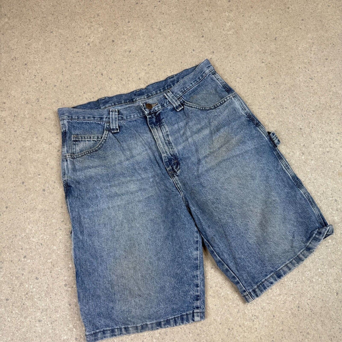 Wranger Carpenter Jorts 34” Blue Baggy Fit