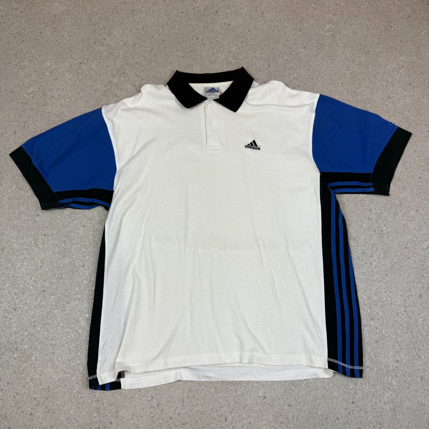 Adidas Polo XXL Cream Navy Colourway Embroidered Logo Vintage 90s