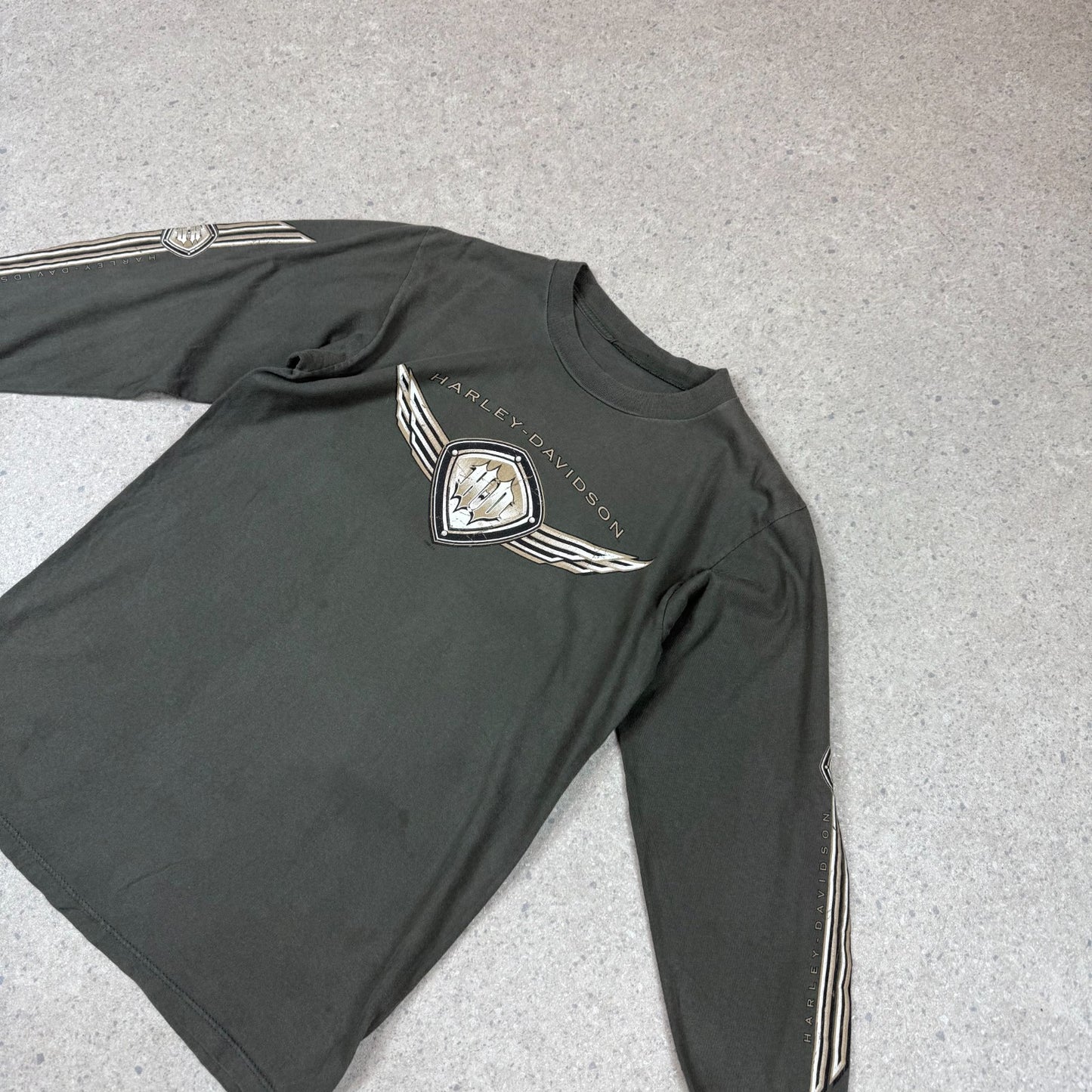 Harley Davidson Long Sleeve Medium Khaki Colourway GOWANDA NY USA