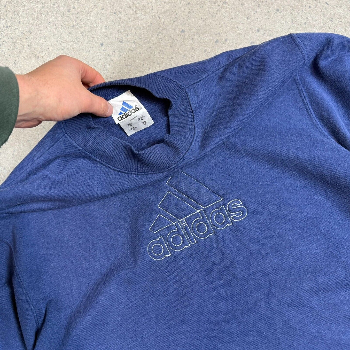 Vintage 90s Adidas Sweatshirt Medium Navy Relaxed Fit