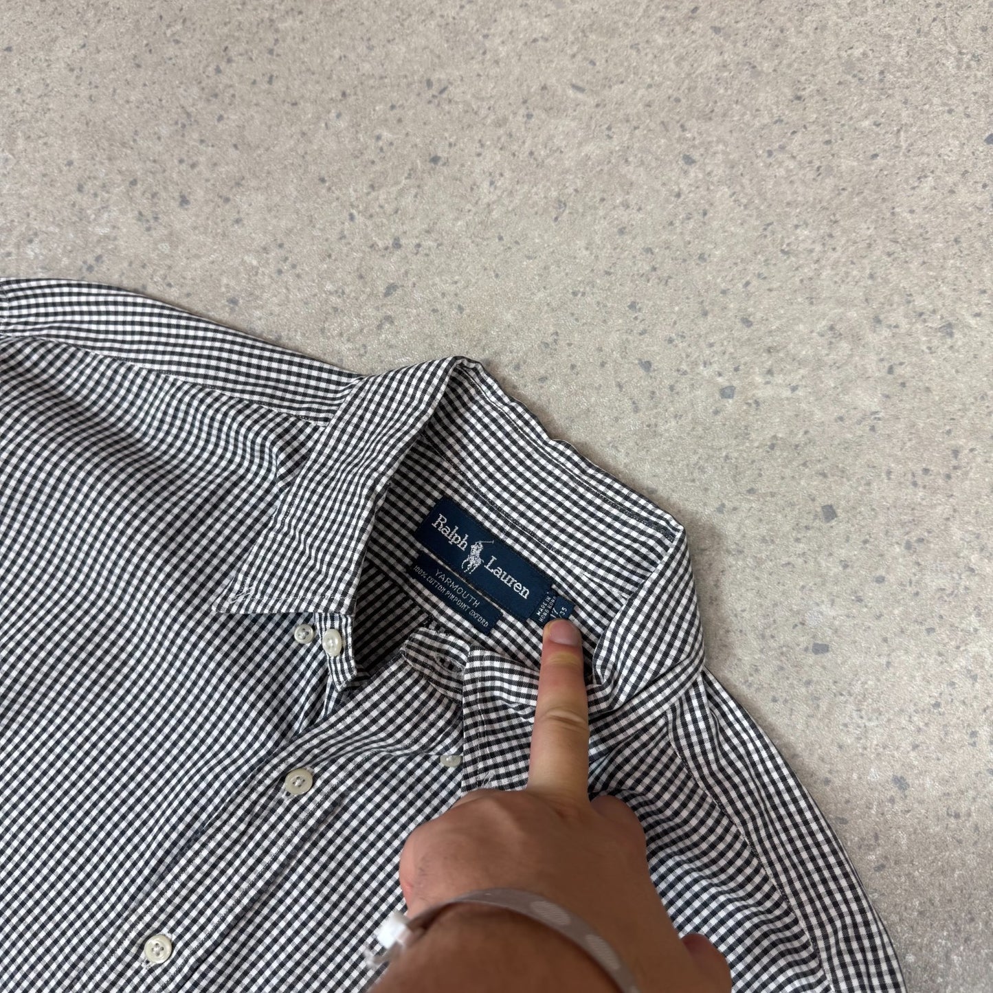 Ralph Lauren Shirt XL Check Black and White Embroidered Logo