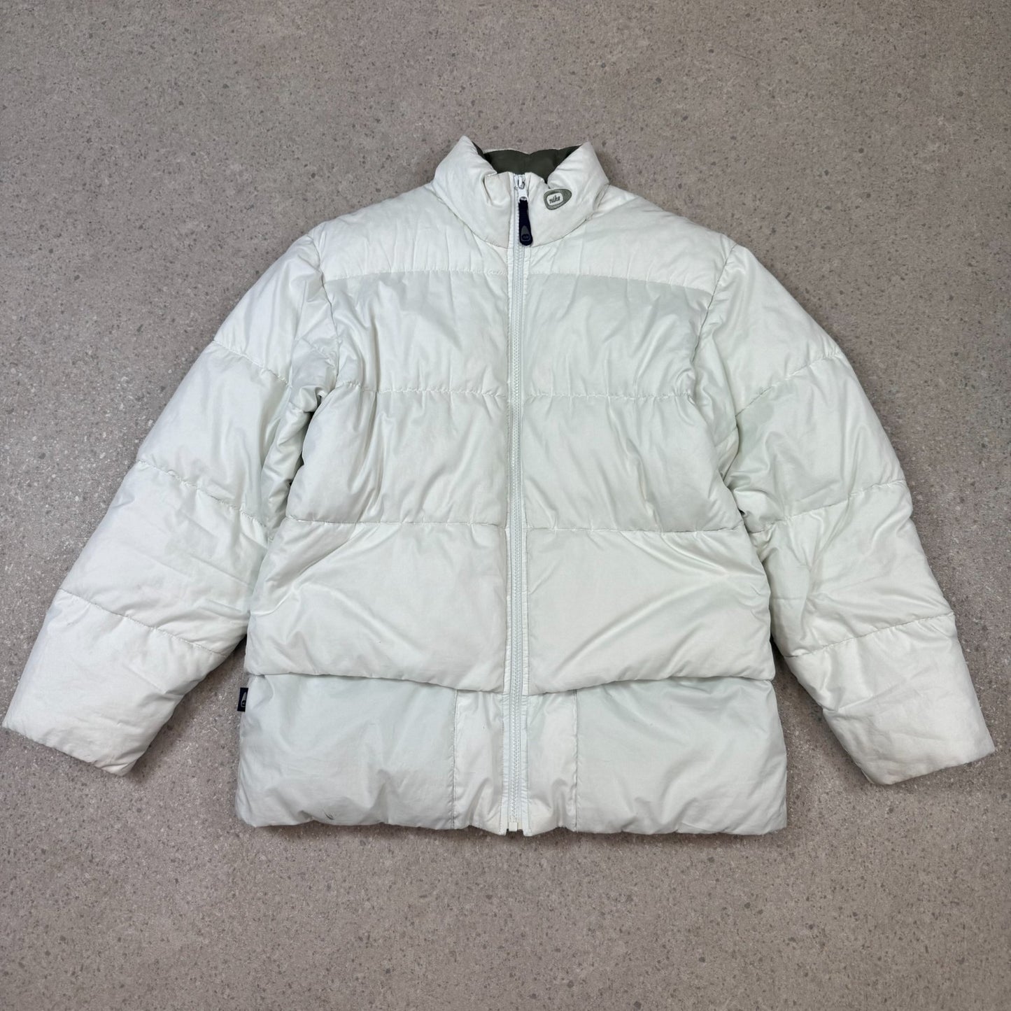 Nike Puffer Jacket Small Cream Y2K Silver Tag