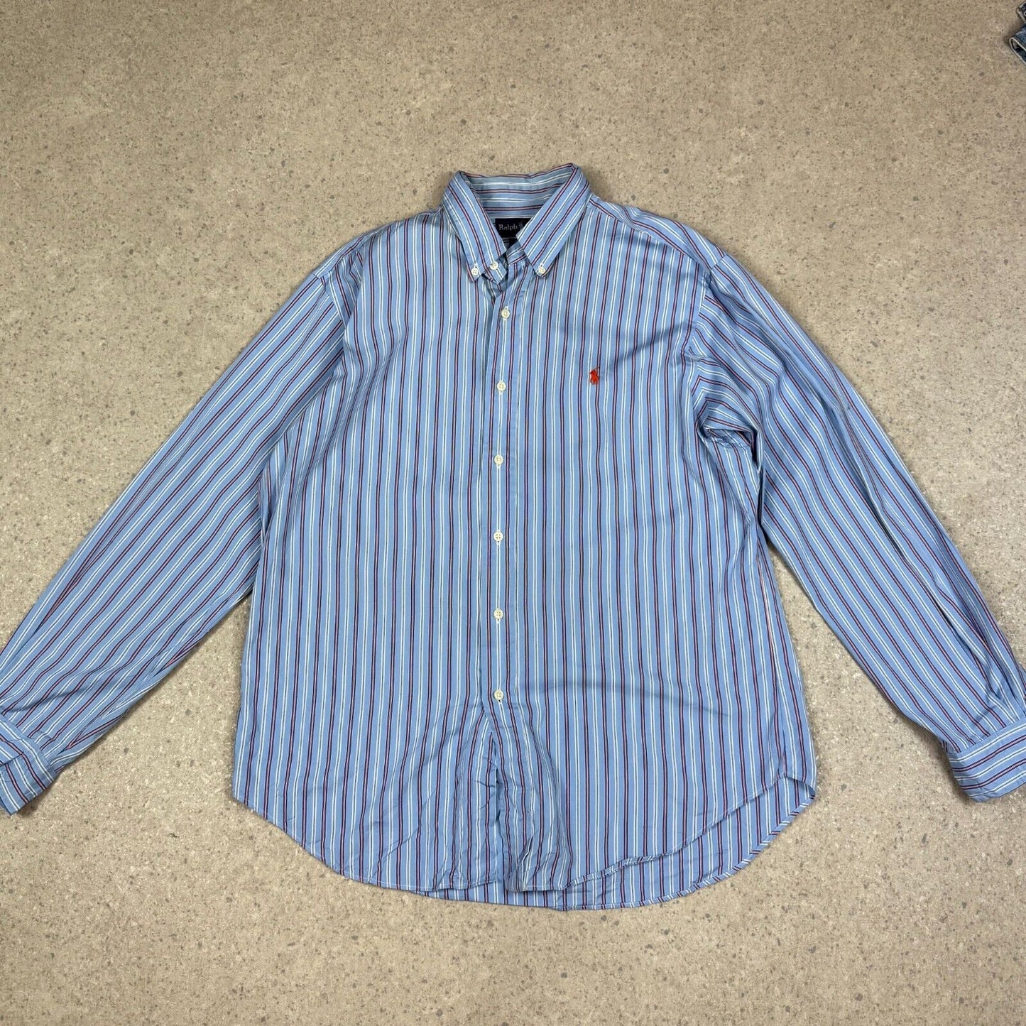 Ralph Lauren Shirt Striped Large Blue Colourway Embroidered Logo Button Down