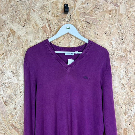 Lacoste v neck knit jumper medium