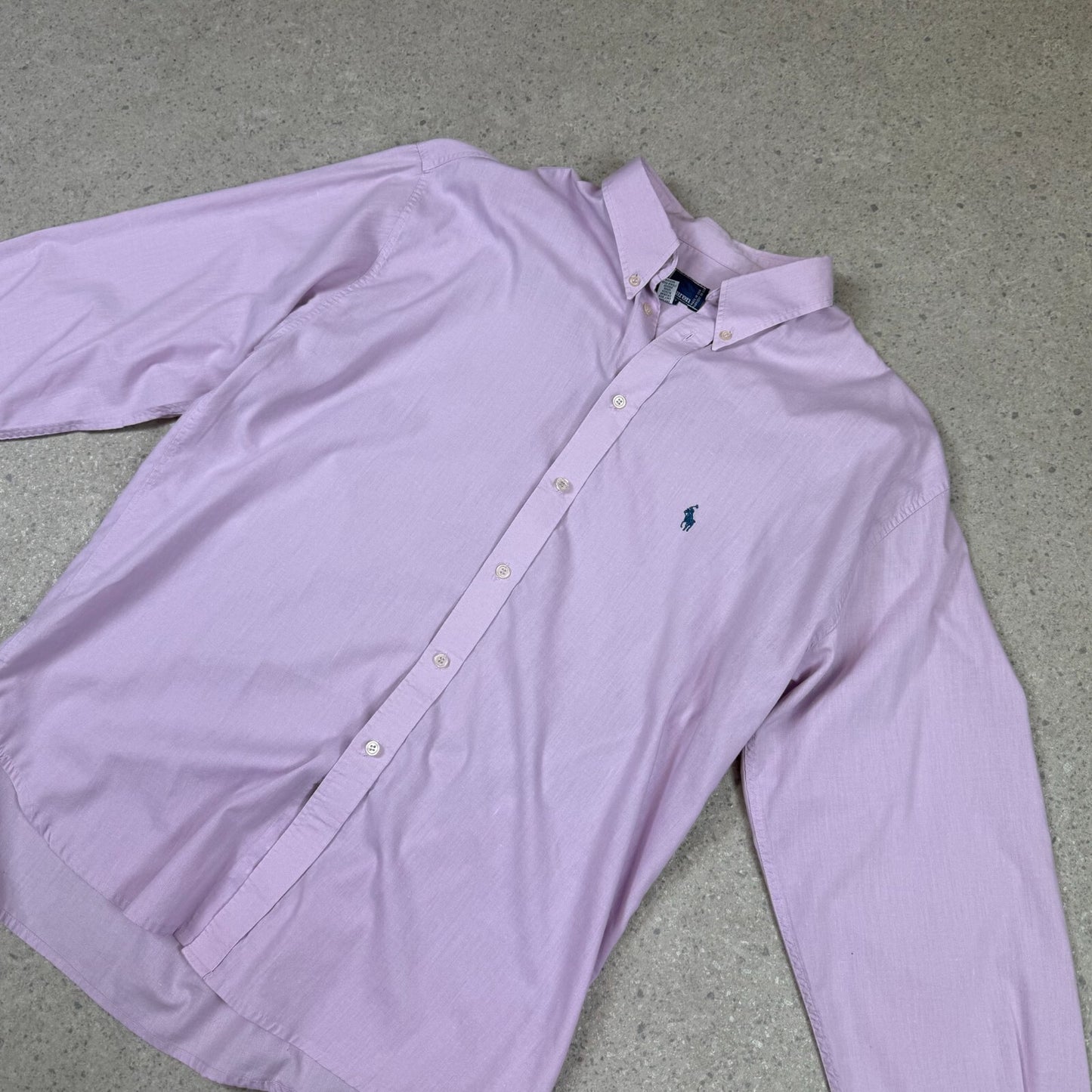 Ralph Lauren Shirt Large Pink Embroidered Logo Button Down Long Sleeve