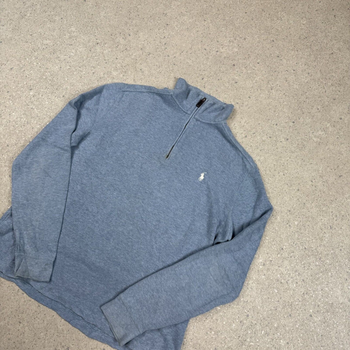 Polo Ralph Lauren 1/4 Zip Jumper Blue Medium White Horse
