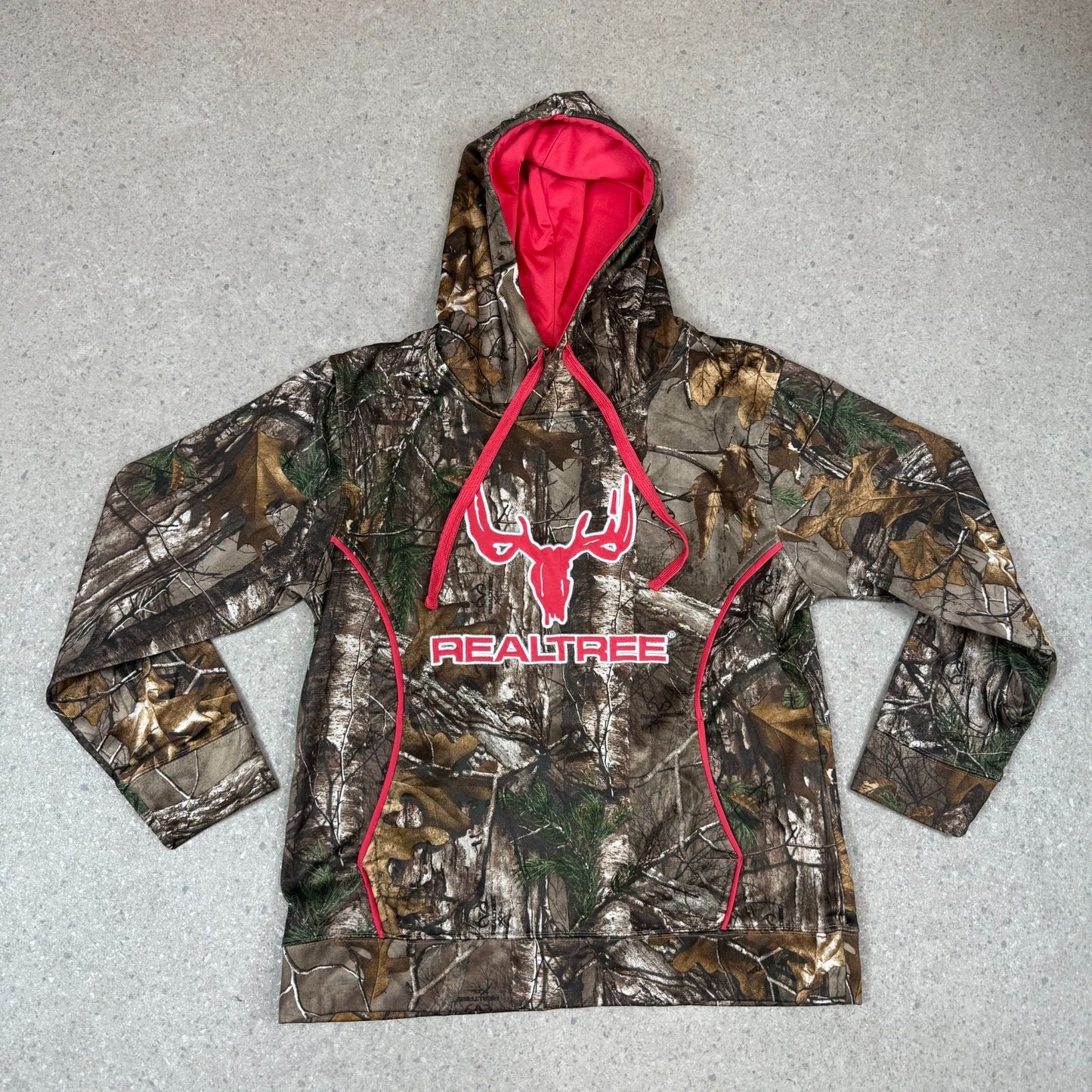 Real Tree Hoodie Small Pink Logo Lined Hooded