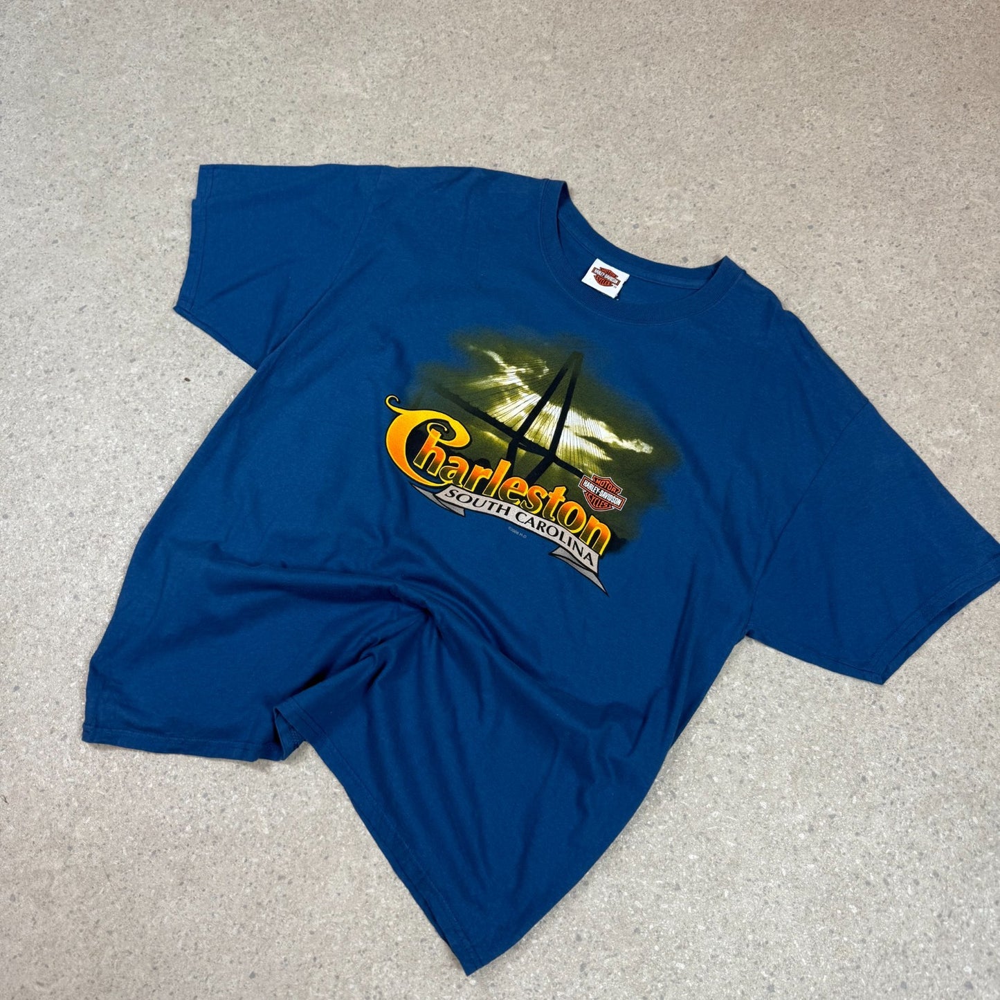 Harley Davidson T Shirt XL Charleston S.C Blue Colourway 2006