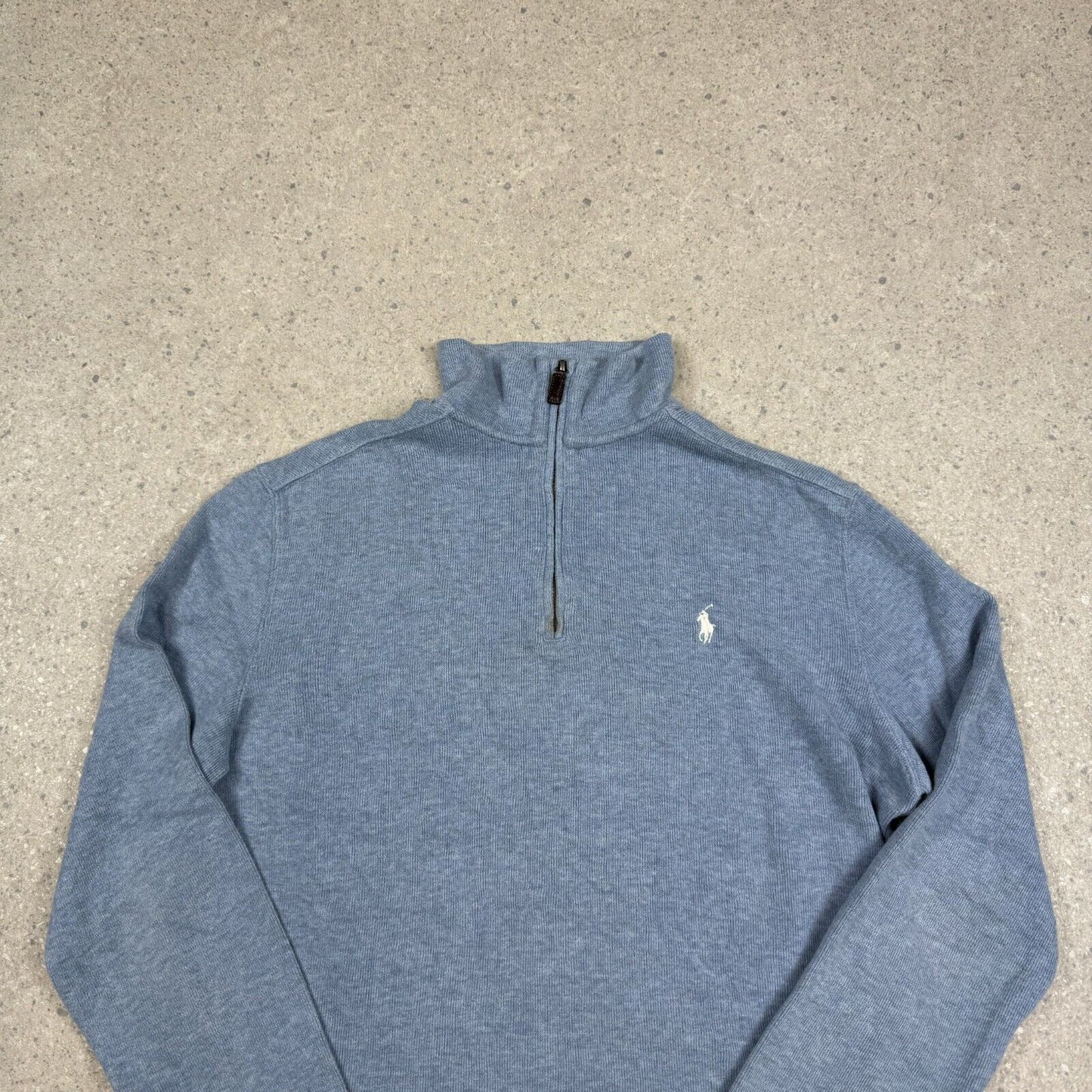 Polo Ralph Lauren 1/4 Zip Jumper Blue Medium White Horse