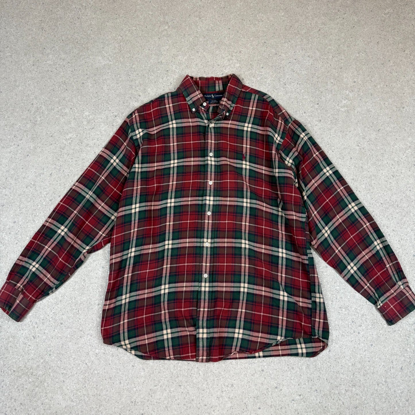 Ralph Lauren Flannel Shirt Large Red Cotton Check Short Sleeve Button Down