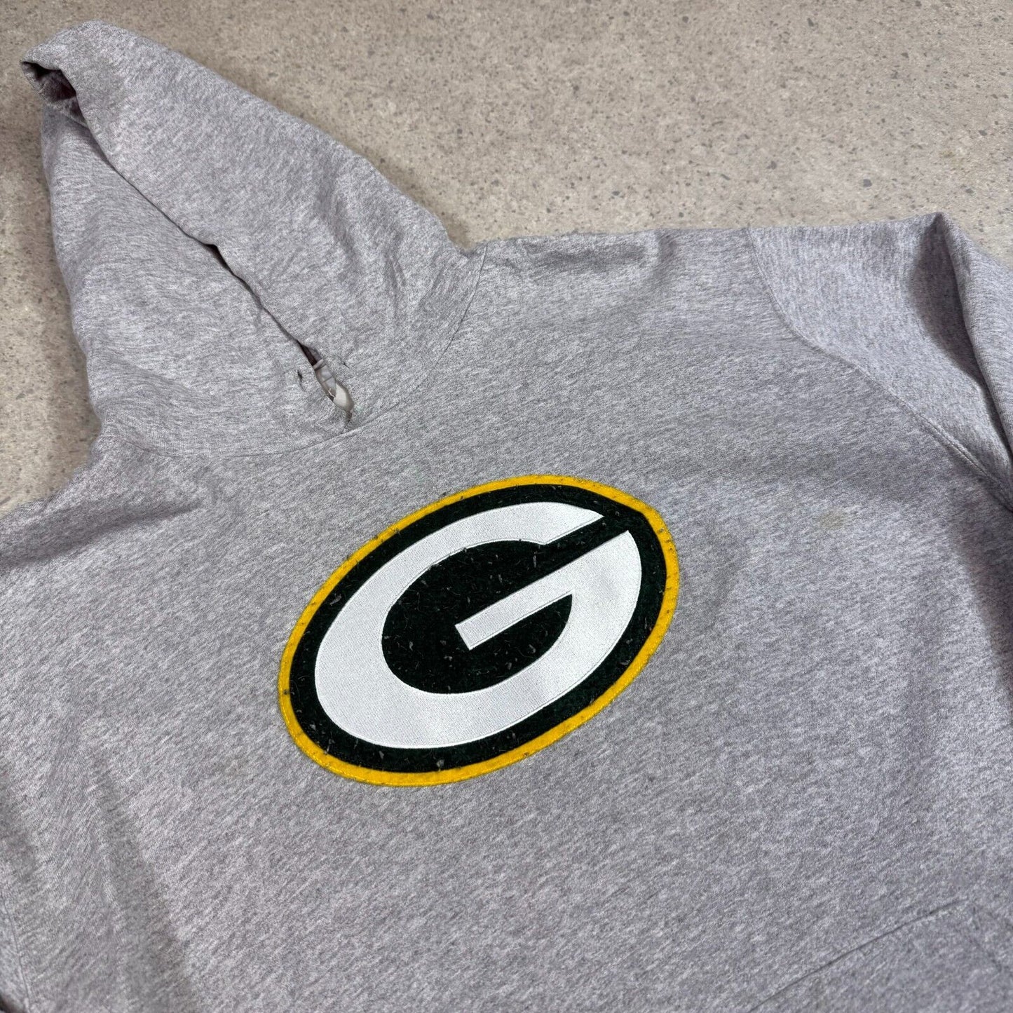 Green Bay Packers Hoodie Large Grey Vintage NFL