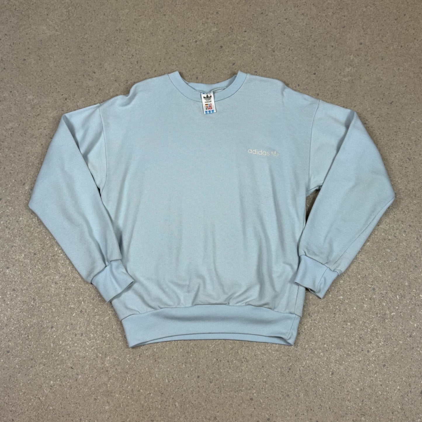 90s Adidas Sweatshirt Small Baby Blue Embroidered logo