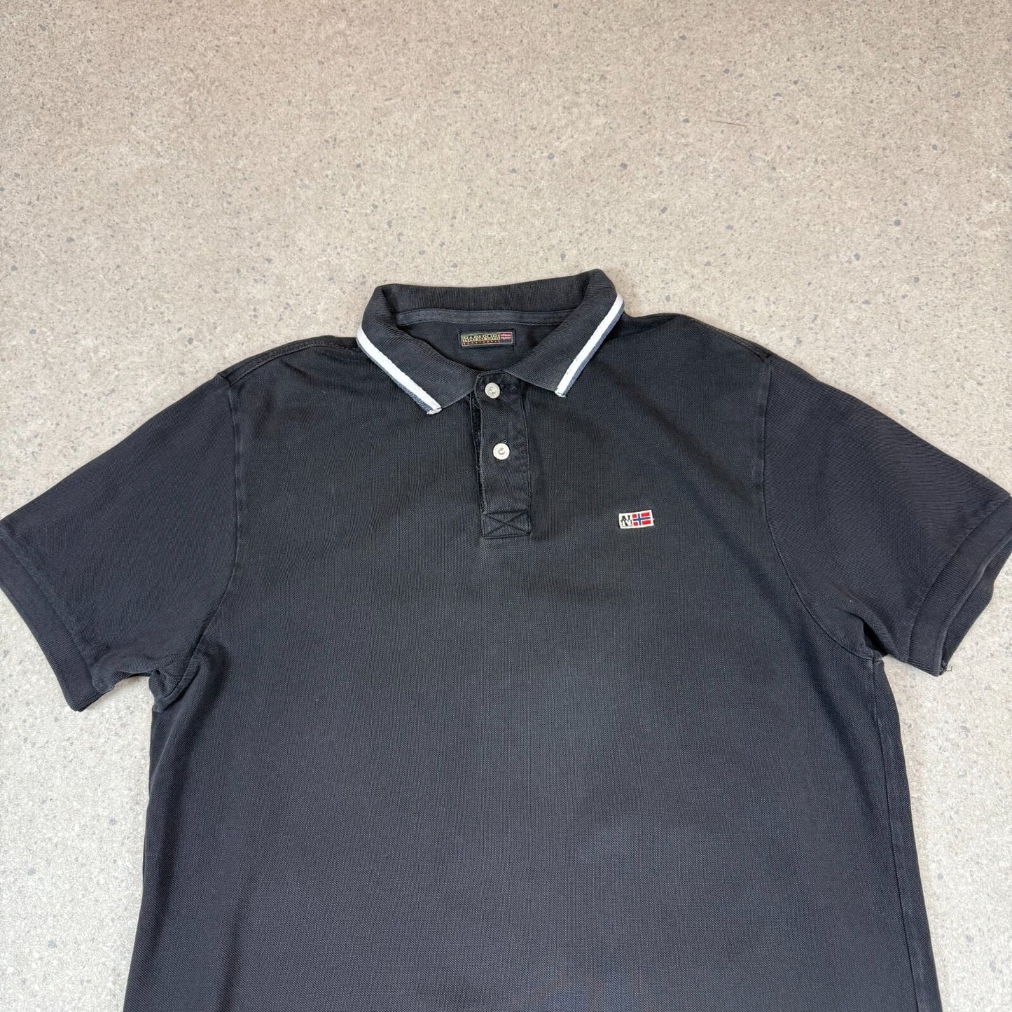 Napapijri Polo Shirt XL Black Embroidered Logo Short Sleeve