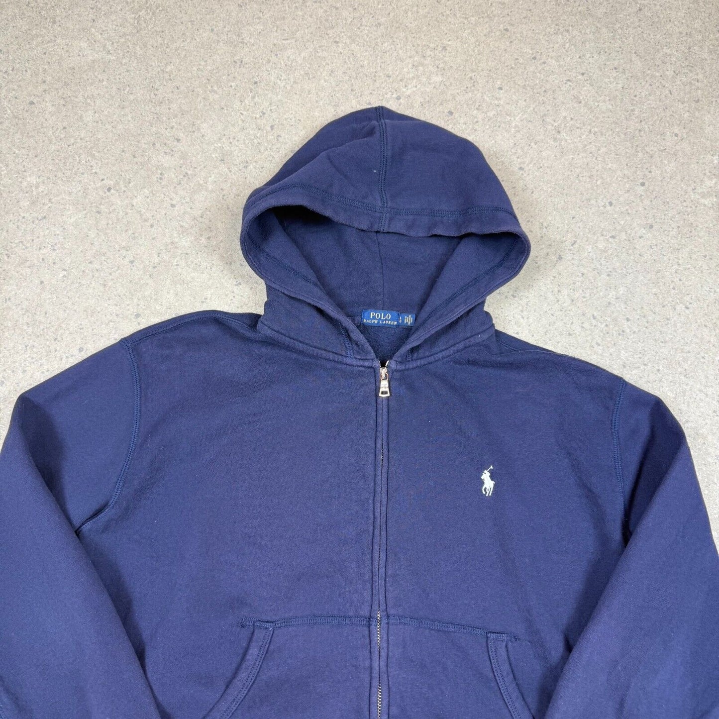 Ralph Lauren Hoodie Women’s Large Navy Embroidered Logo Cropped Zip Up Pocket