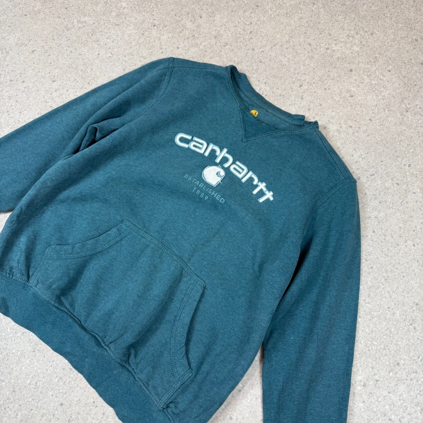 Carhartt Sweatshirt Small Full Embroidered Spellout Blue Colourway