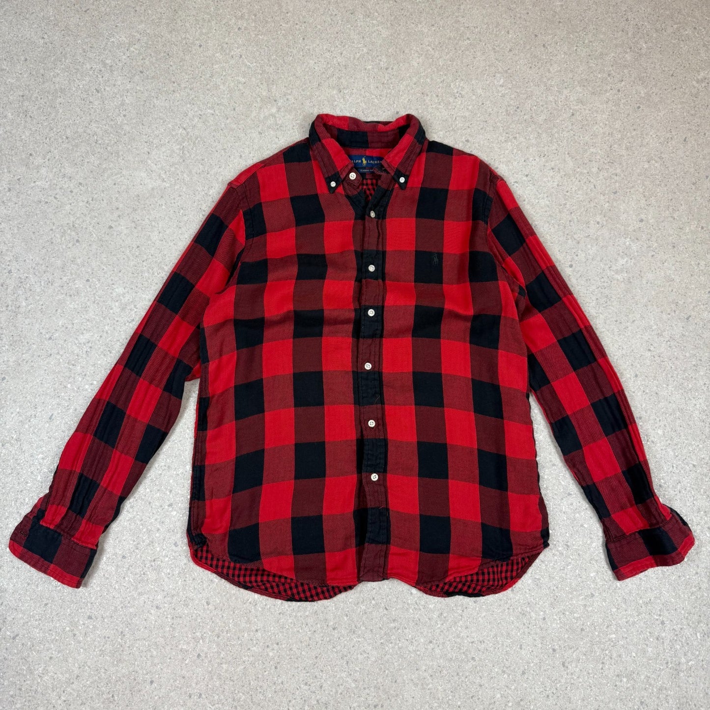 Ralph Lauren Shirt Medium Red / Black Soft Cotton Button Down Long Sleeve