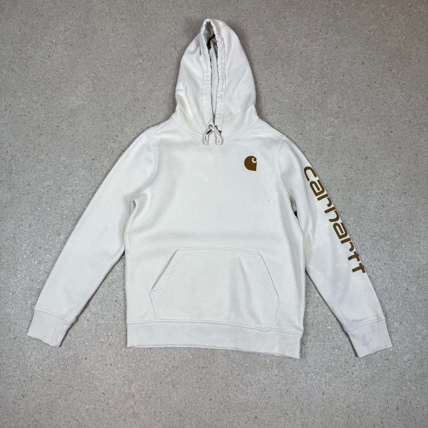 Carhartt Hoodie Medium Cream Women’s Brown Spelllout