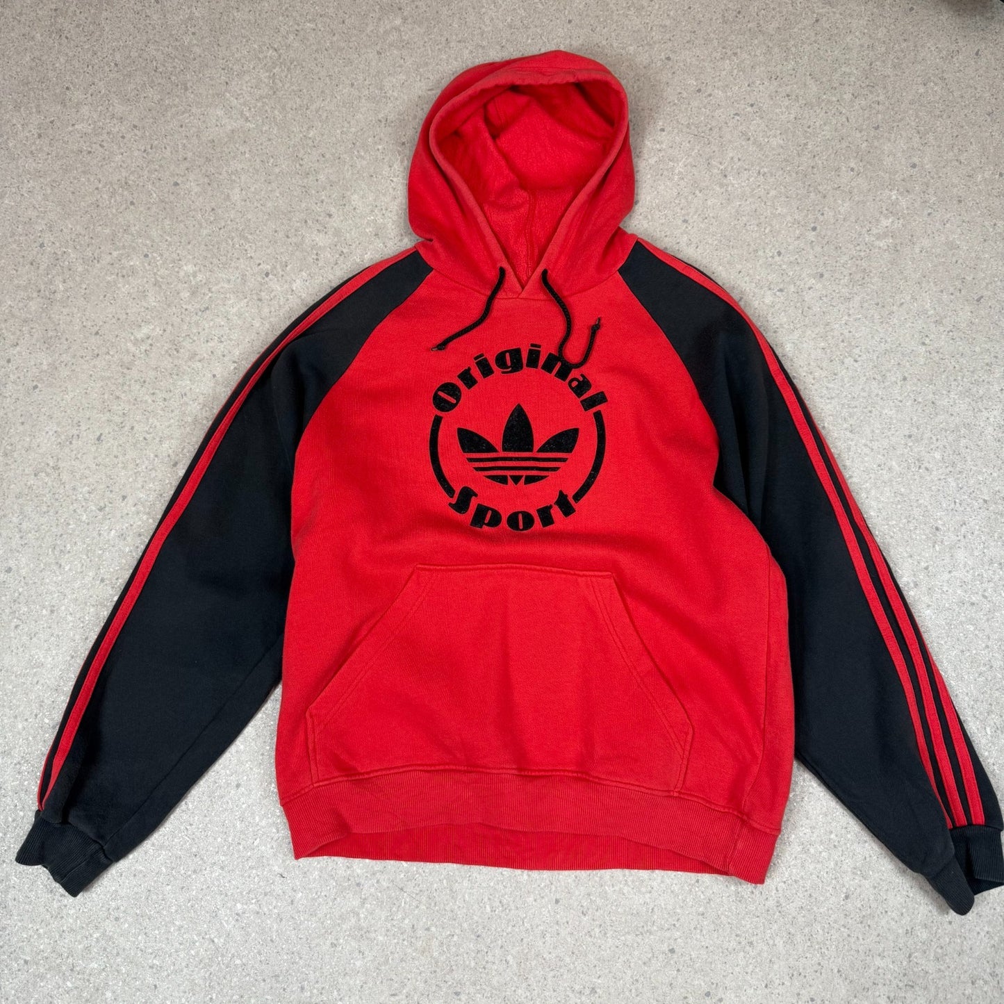 Adidas Originals Hoodie M 80 / 90s Rare Relaxed Fit Red Black Hooded