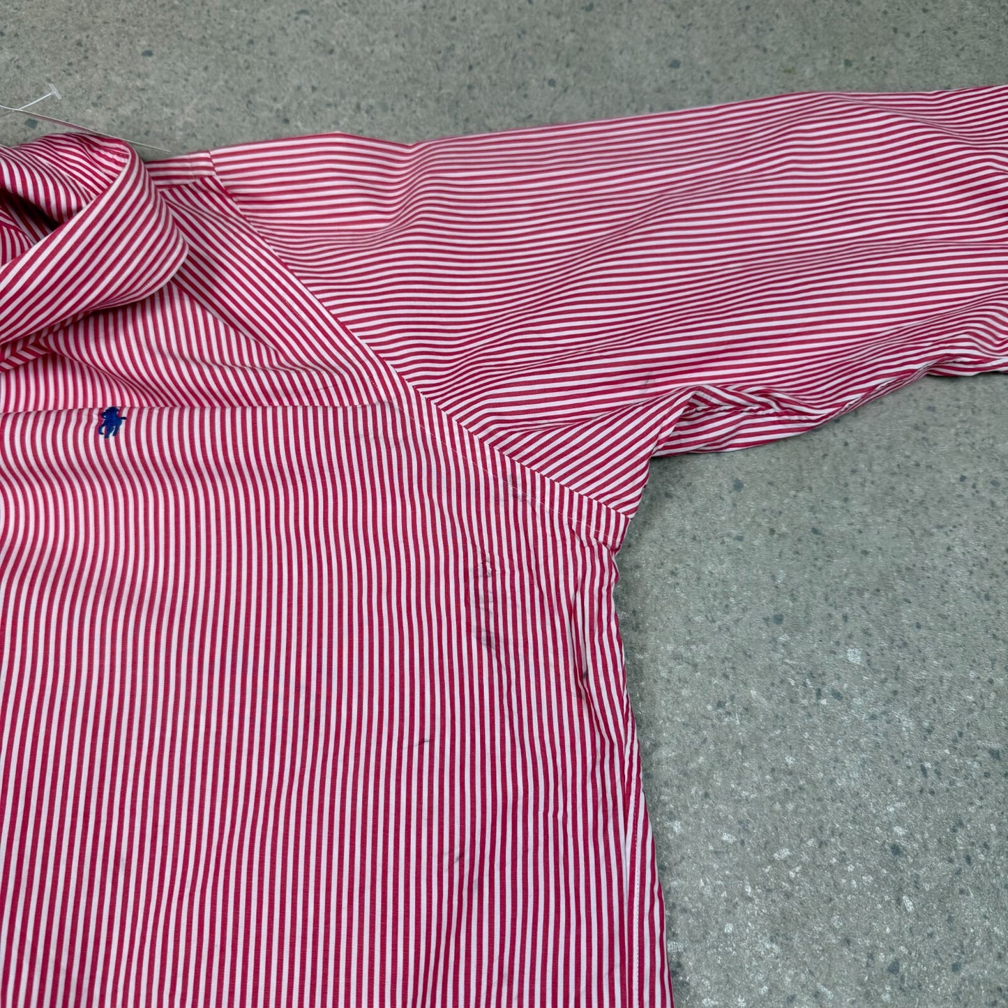 Ralph Lauren Shirt XXL Pink White Striped Embroidered Logo Button Down