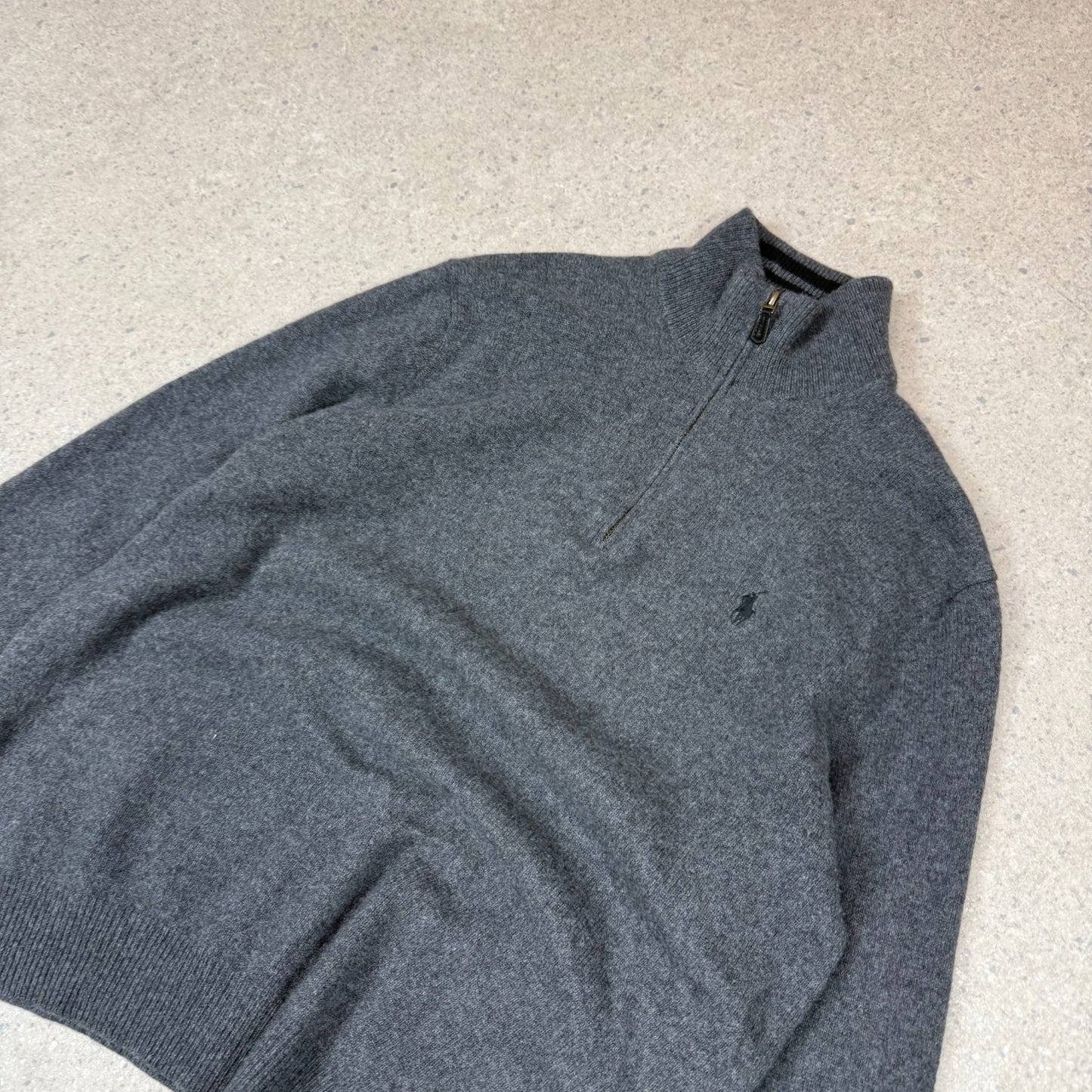 Ralph Lauren 1/4 Zip Jumper Large Grey Colourway Merino Wool Super Soft