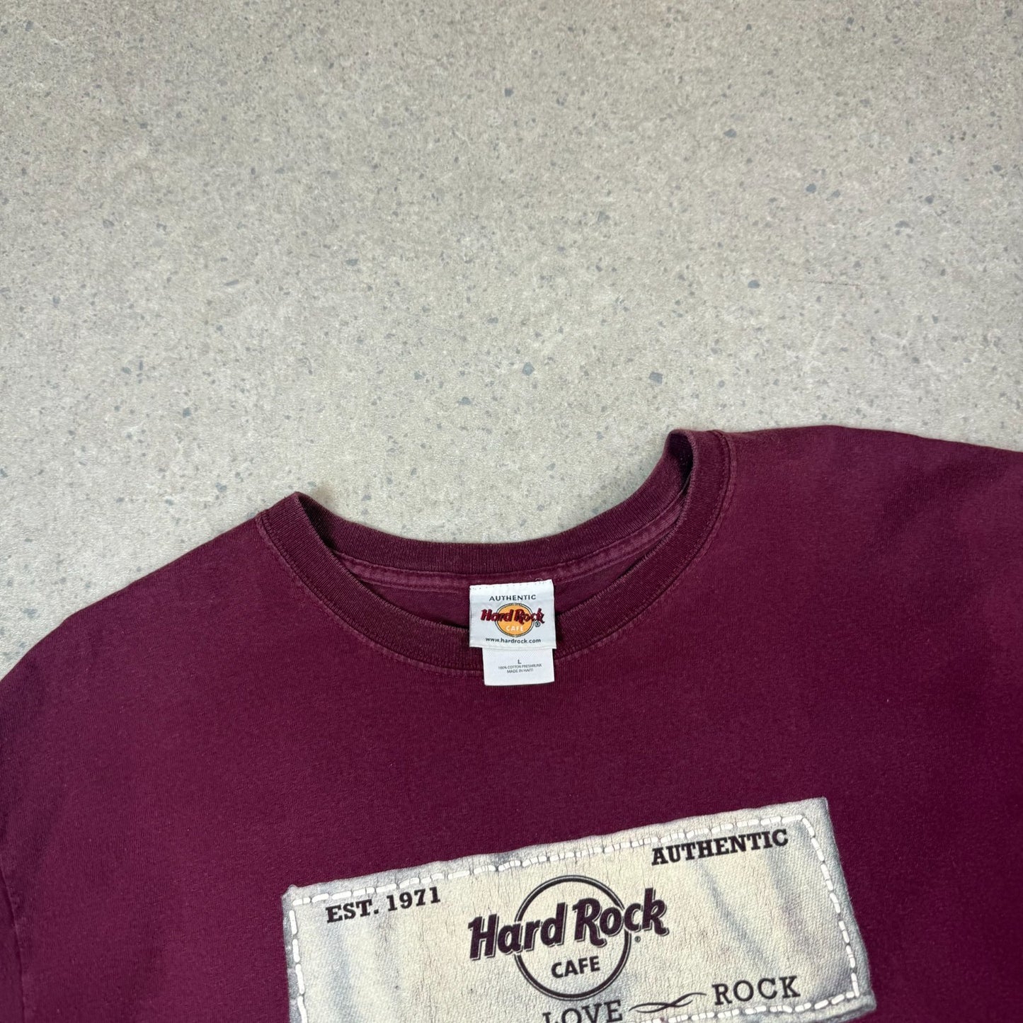 Hard Rock Cafe Hollywood T Shirt Large Burgundy Colourway Vintage