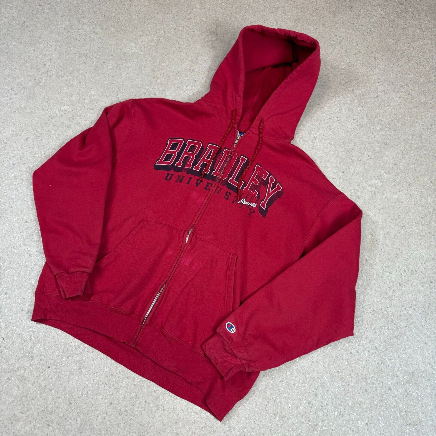 Champion Bradley University Hoodie Large Red Y2K
